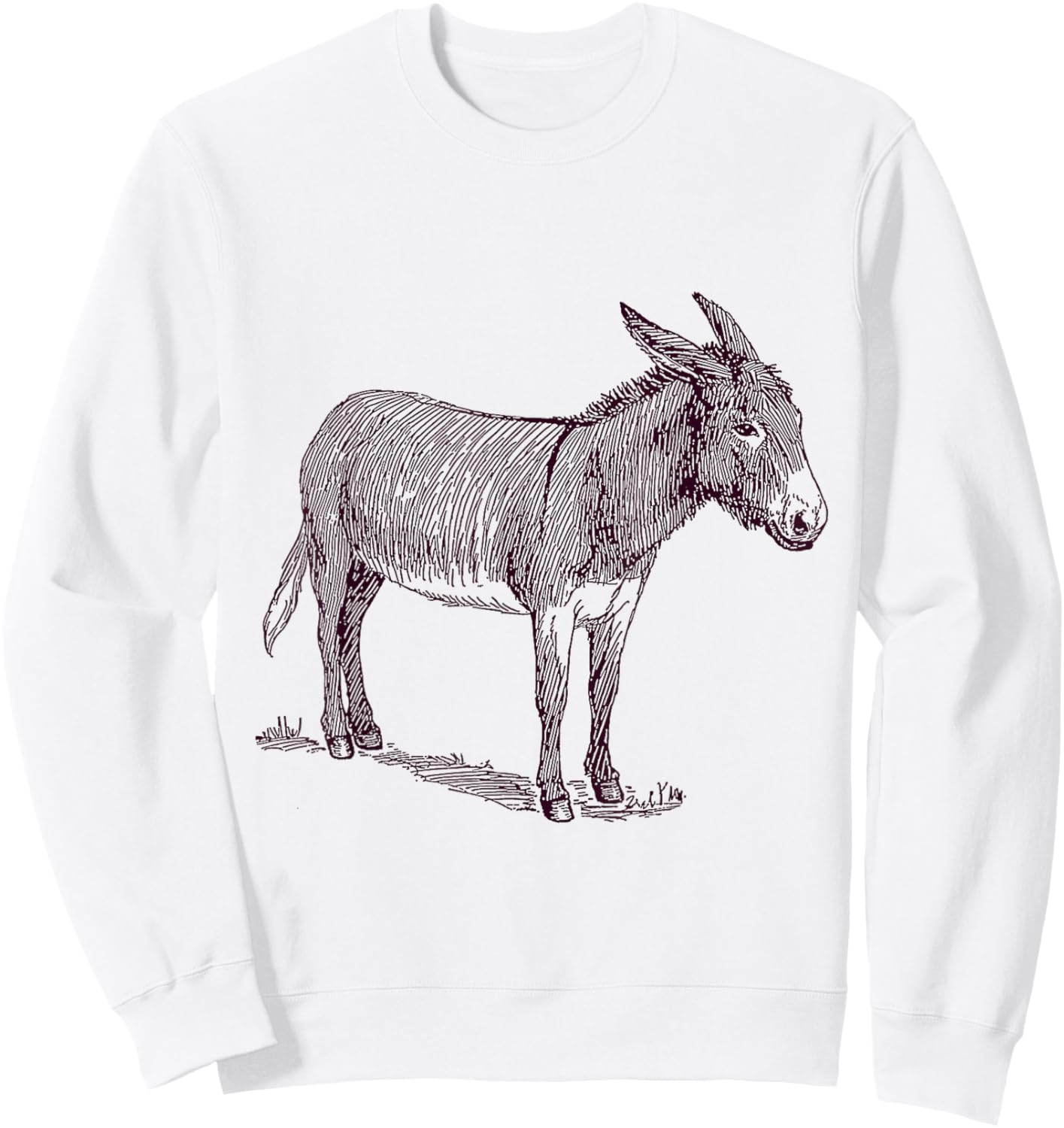 NaturalAnimalTees Donkey . Grey -Adults Classic Fit Cartoon . Small Sweatshirt - Sweatshirt | White