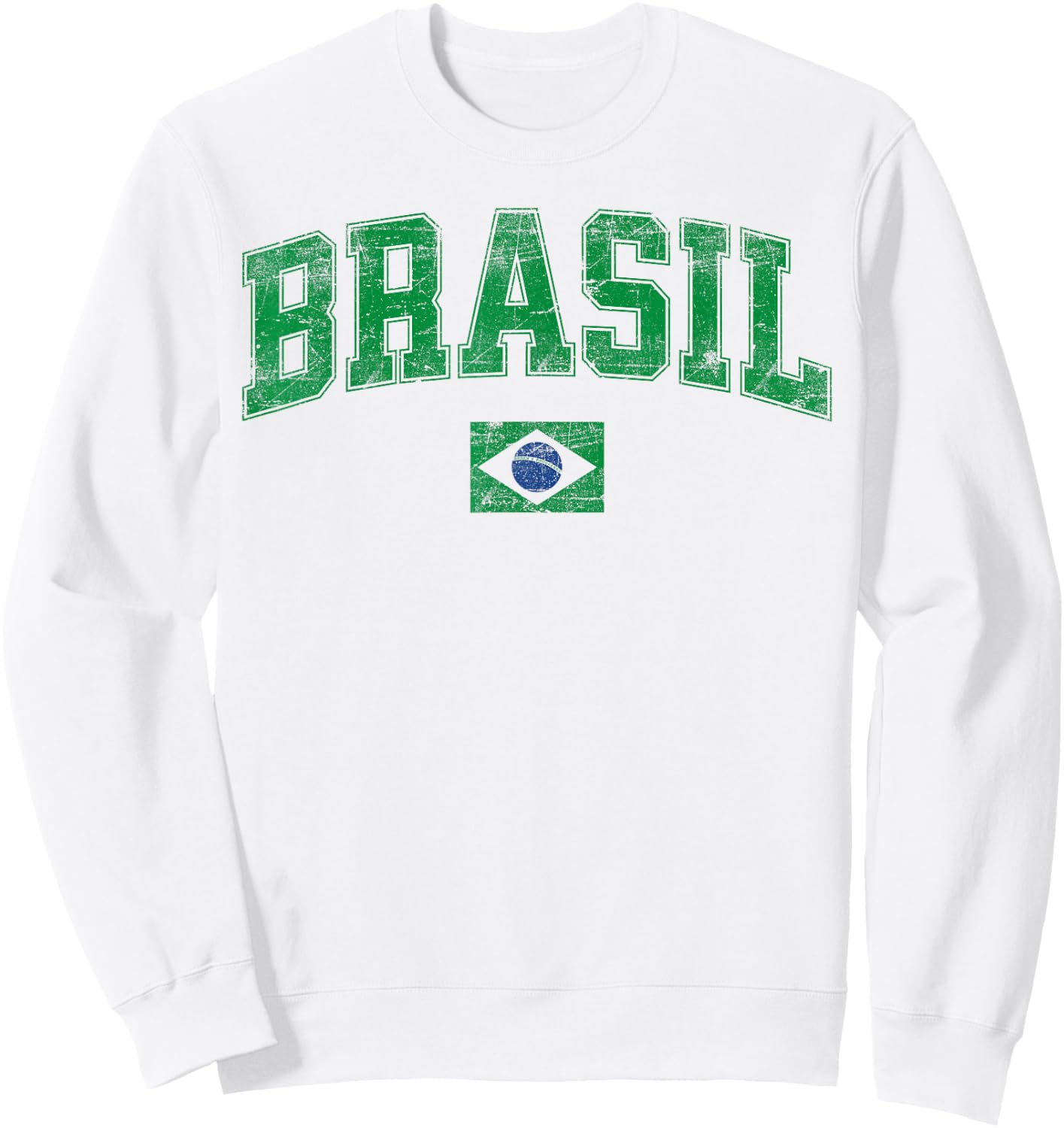 Retro Vintage Brasil | Women Men Kids Flag of Brazil Sweatshirt - Sweatshirt | White