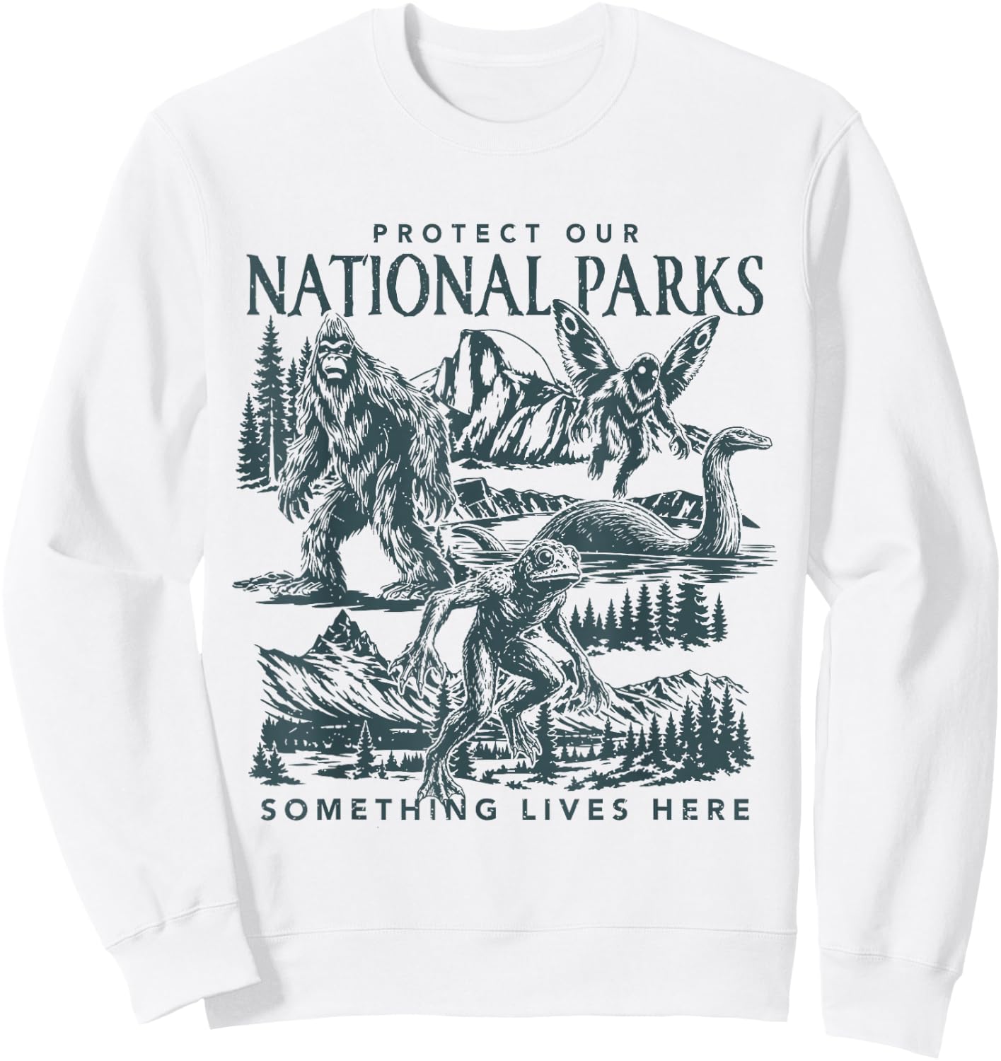 Protect Our National Parks Cryptid Sweatshirt - Sweatshirt | White