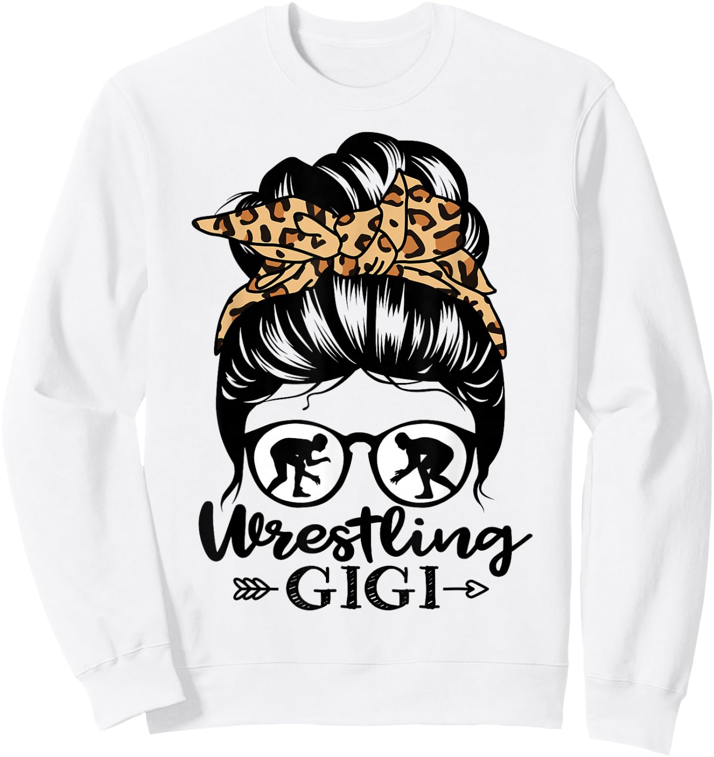 Wrestling Gigi Messy Bun Hair Funny Wrestler Gigi Sweatshirt - Sweatshirt | White