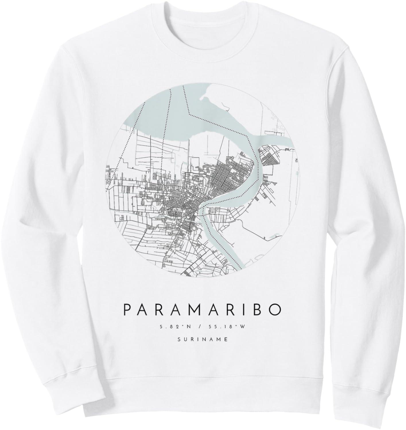 paramaribo suriname Coordinates map hometown Sweatshirt - Sweatshirt | White