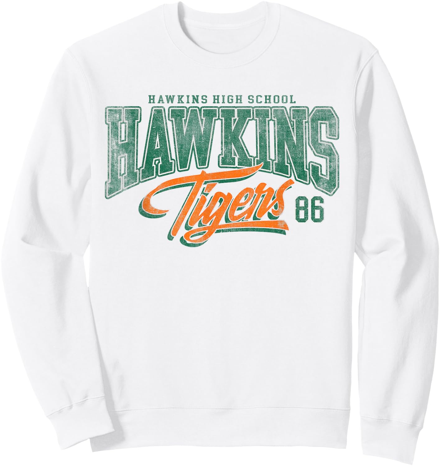 Stranger Things Hawkins Tigers 86 Sweatshirt - Sweatshirt | White
