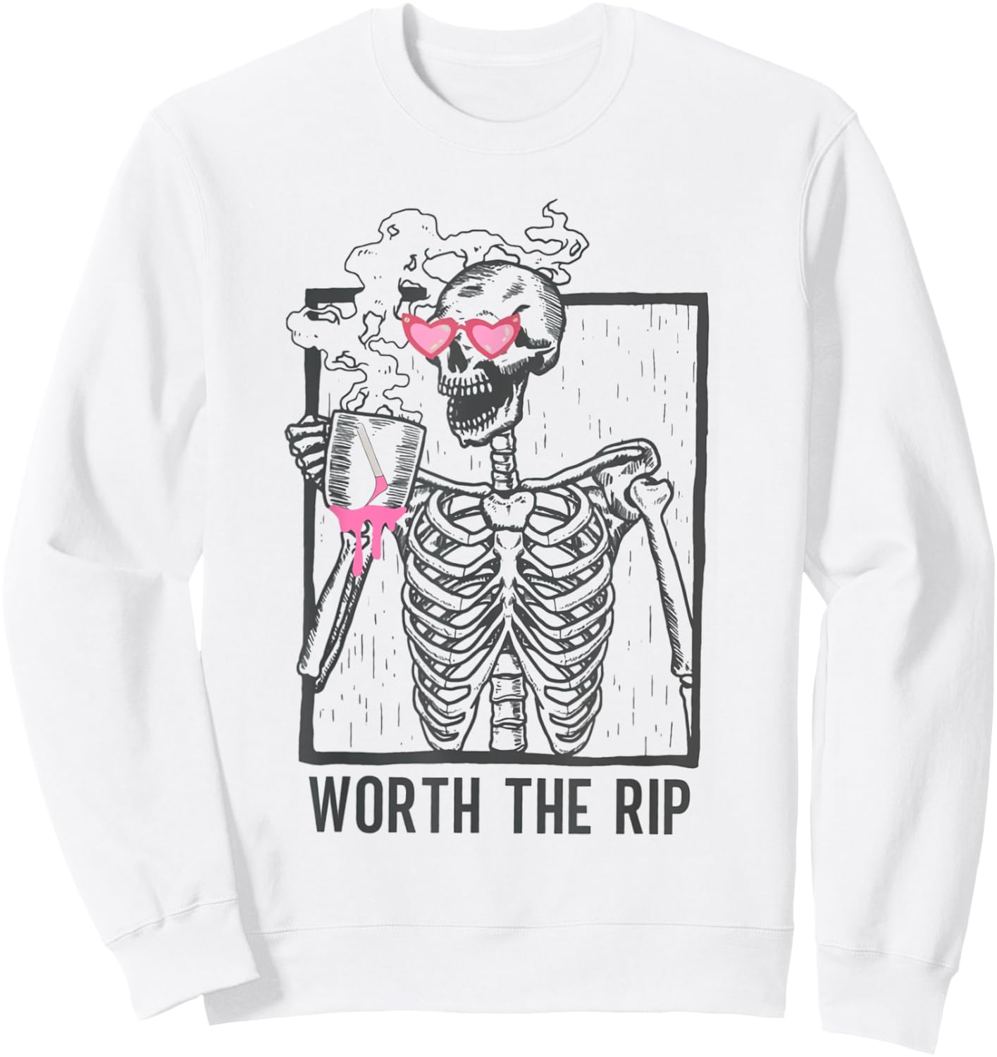 Spooky Esthetician Wax Specialist Skeleton Coffee Halloween Sweatshirt - Sweatshirt | White