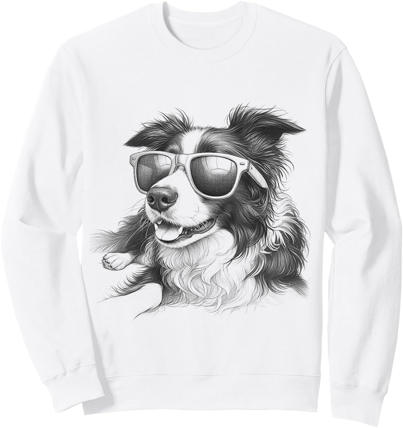 Border Collie With Sunglasses Design And Kids Sweatshirt - Sweatshirt | White