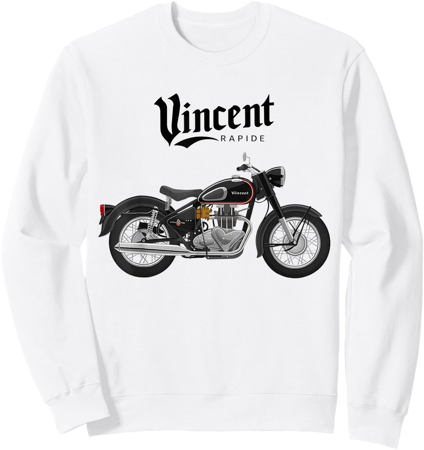 Vincent Rapide Vintage Motorcycle Graphic T Shirt, white, S Sweatshirt - Sweatshirt | White