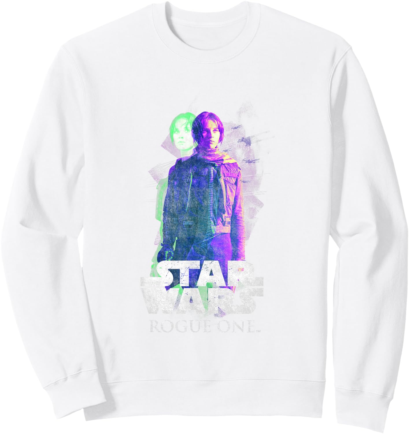 Star Wars Rogue One Epic Jyn Erso Retro Silhouette Portrait Sweatshirt - Sweatshirt | White