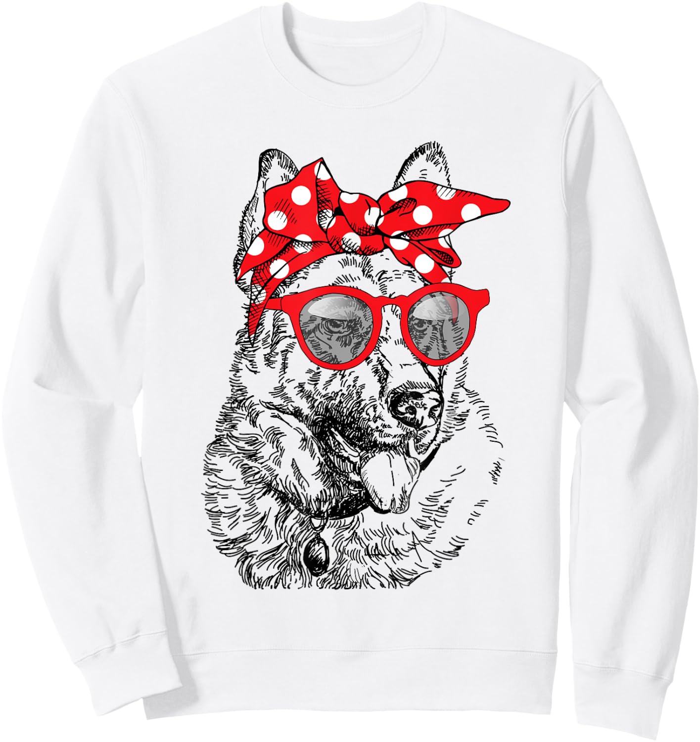 German Shepherd Dog Mom Bandana Sunglasses Mother's Day Sweatshirt - Sweatshirt | White