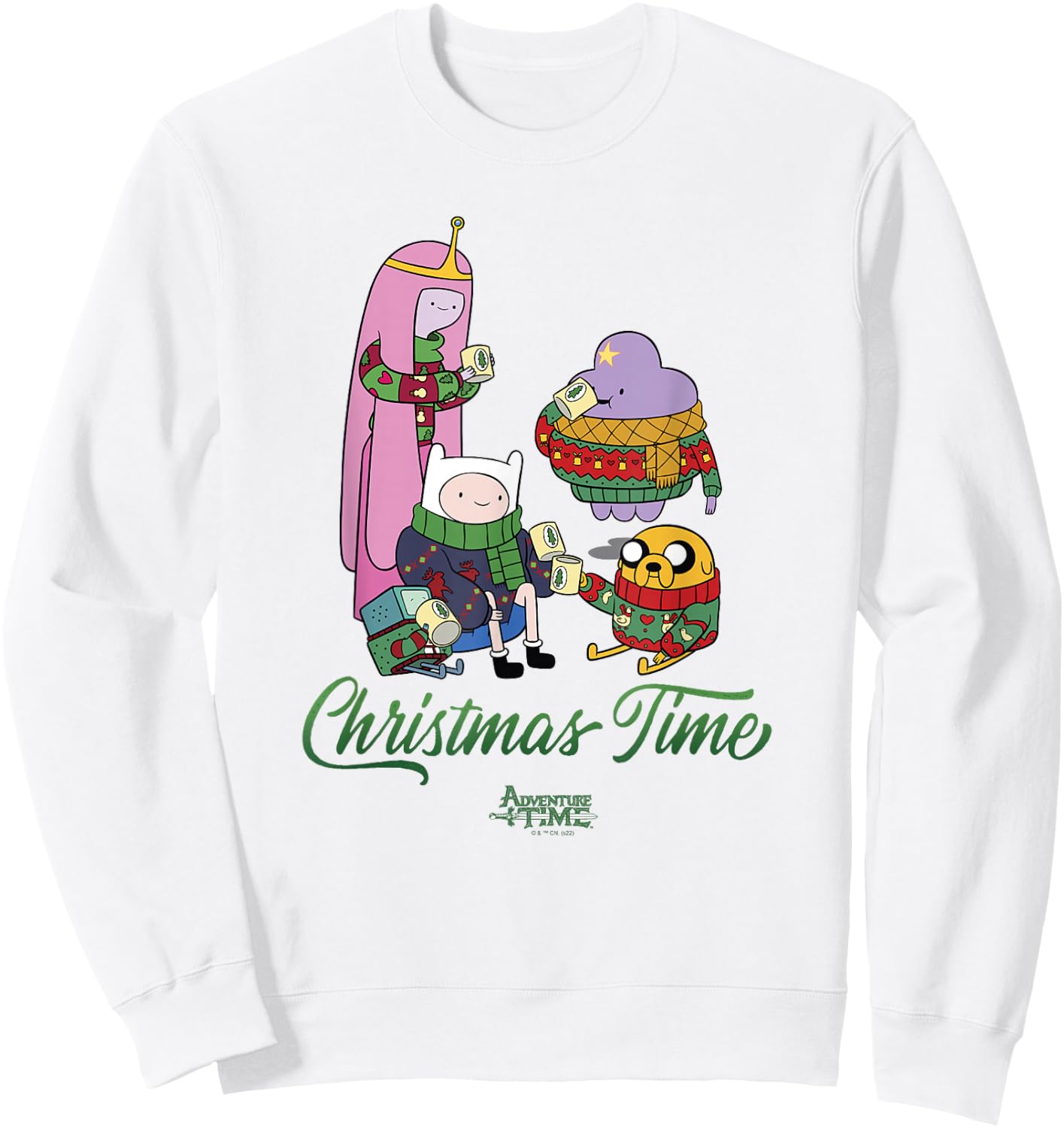 Adventure Time Christmas Friends & Cocoa Sweatshirt - Sweatshirt | White
