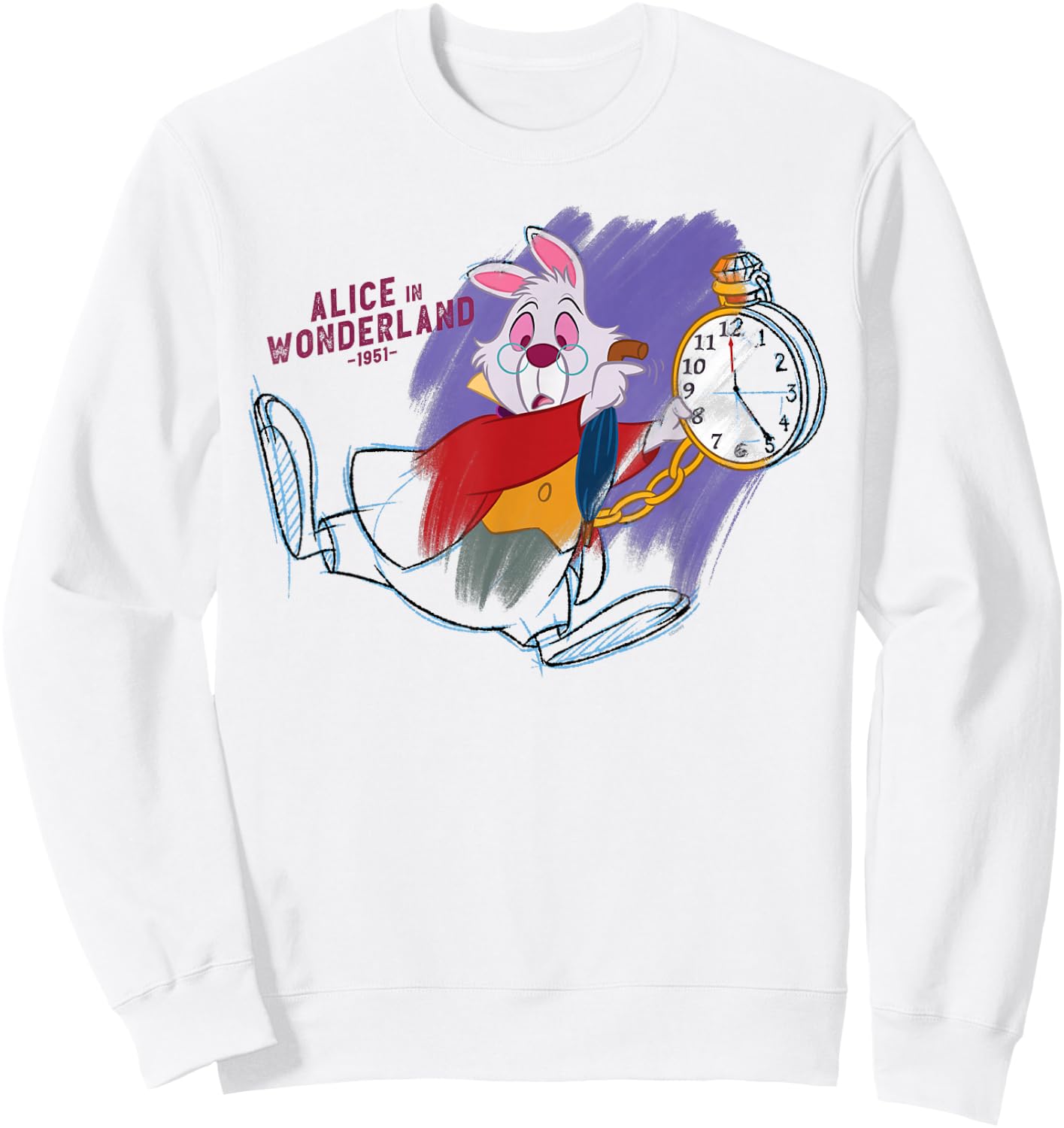 Disney Ink and Paint White Rabbit Alice in Wonderland 1951 Sweatshirt - Sweatshirt | White