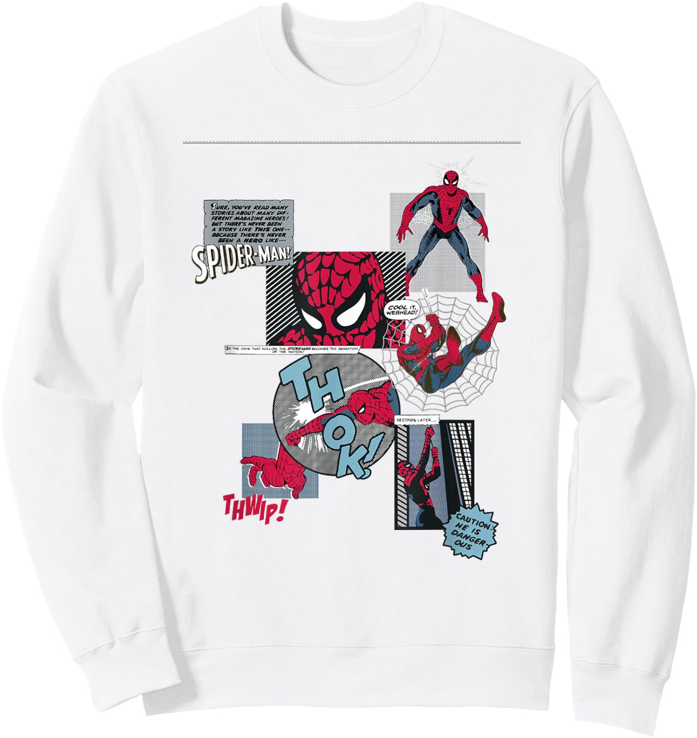 Marvel Comics Spider-Man Classic Comic Book Collage Sweatshirt - Sweatshirt | White