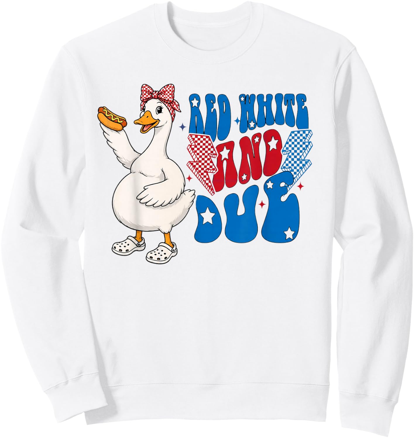 Red White, and Due Goose Pregnant 4th July Baby Reveal Sweatshirt - Sweatshirt | White