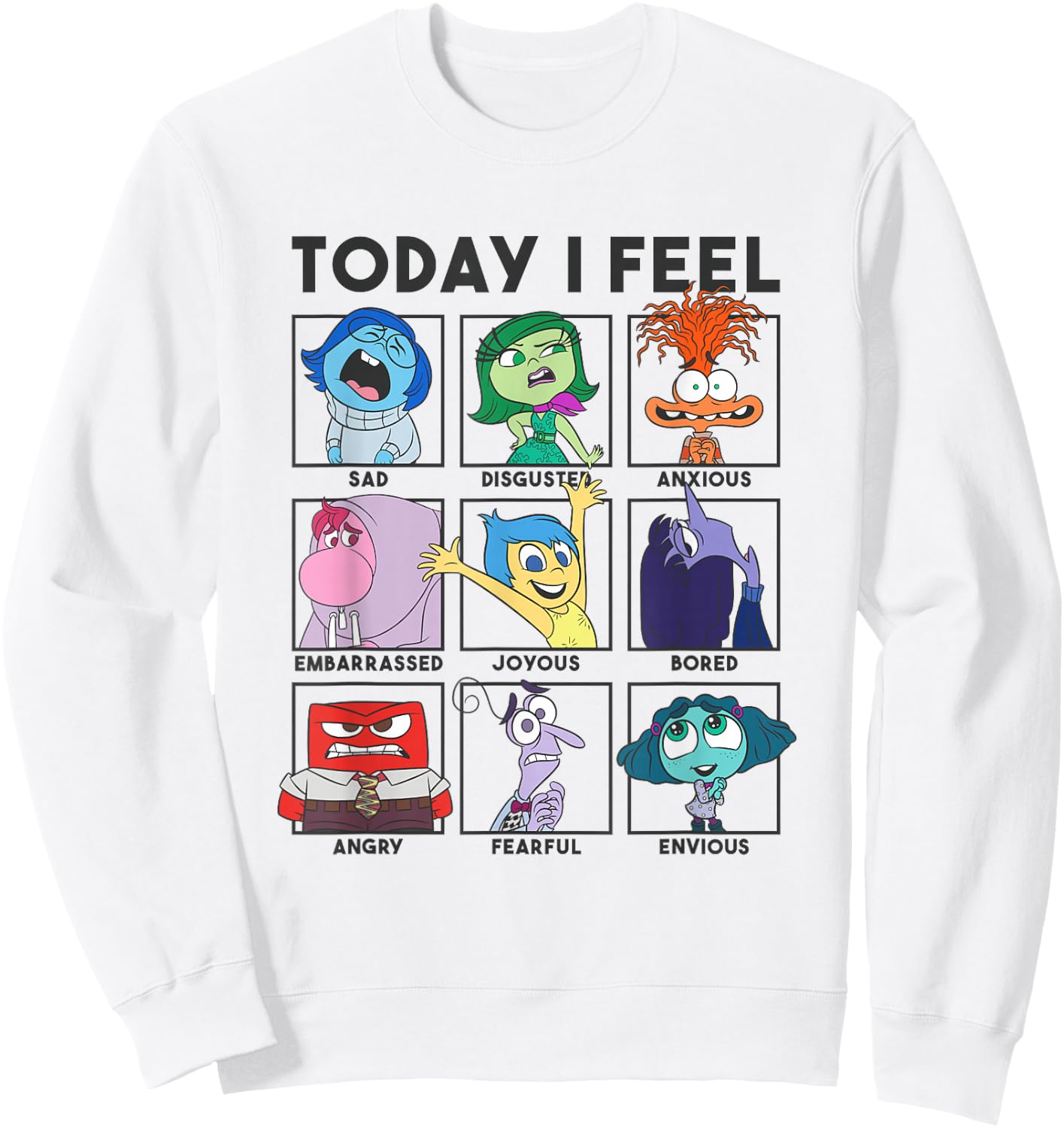 Disney Pixar Inside Out 2 Today I Feel... Emotions Panels , White Sweatshirt - Sweatshirt | White
