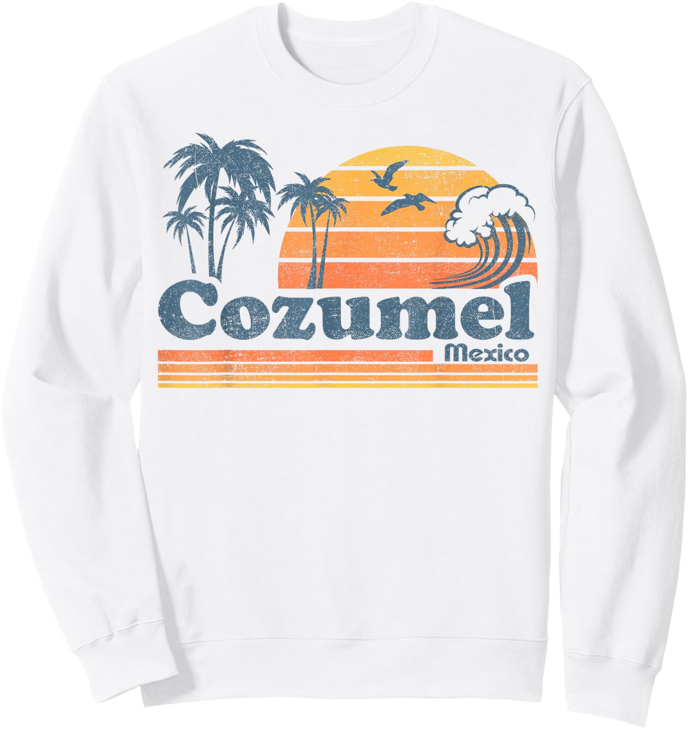 Cozumel Mexico Beach Summer Vacation Sun Vintage 70's Retro Sweatshirt - Sweatshirt | White