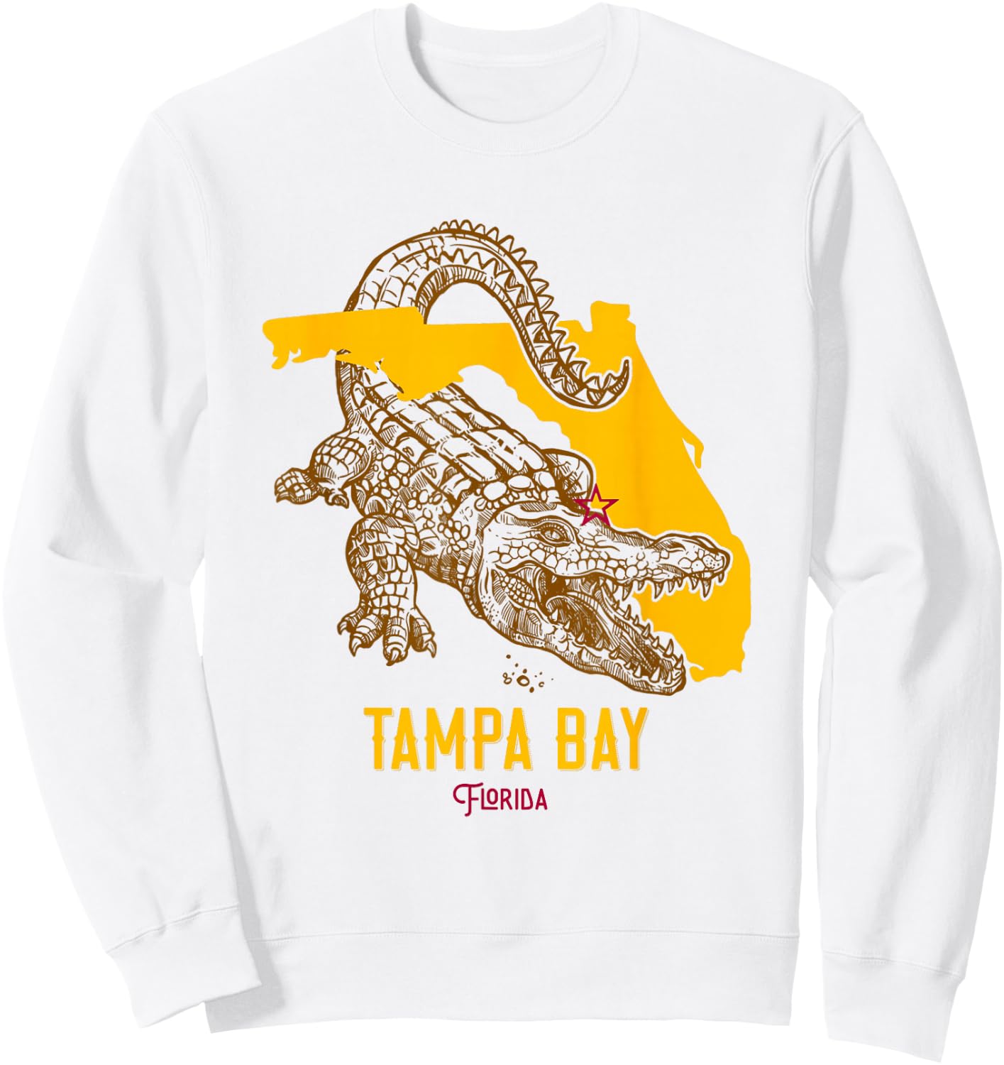 Tampa Bay Florida FL Aligator Vacation Surf Sunset Sweatshirt - Sweatshirt | White