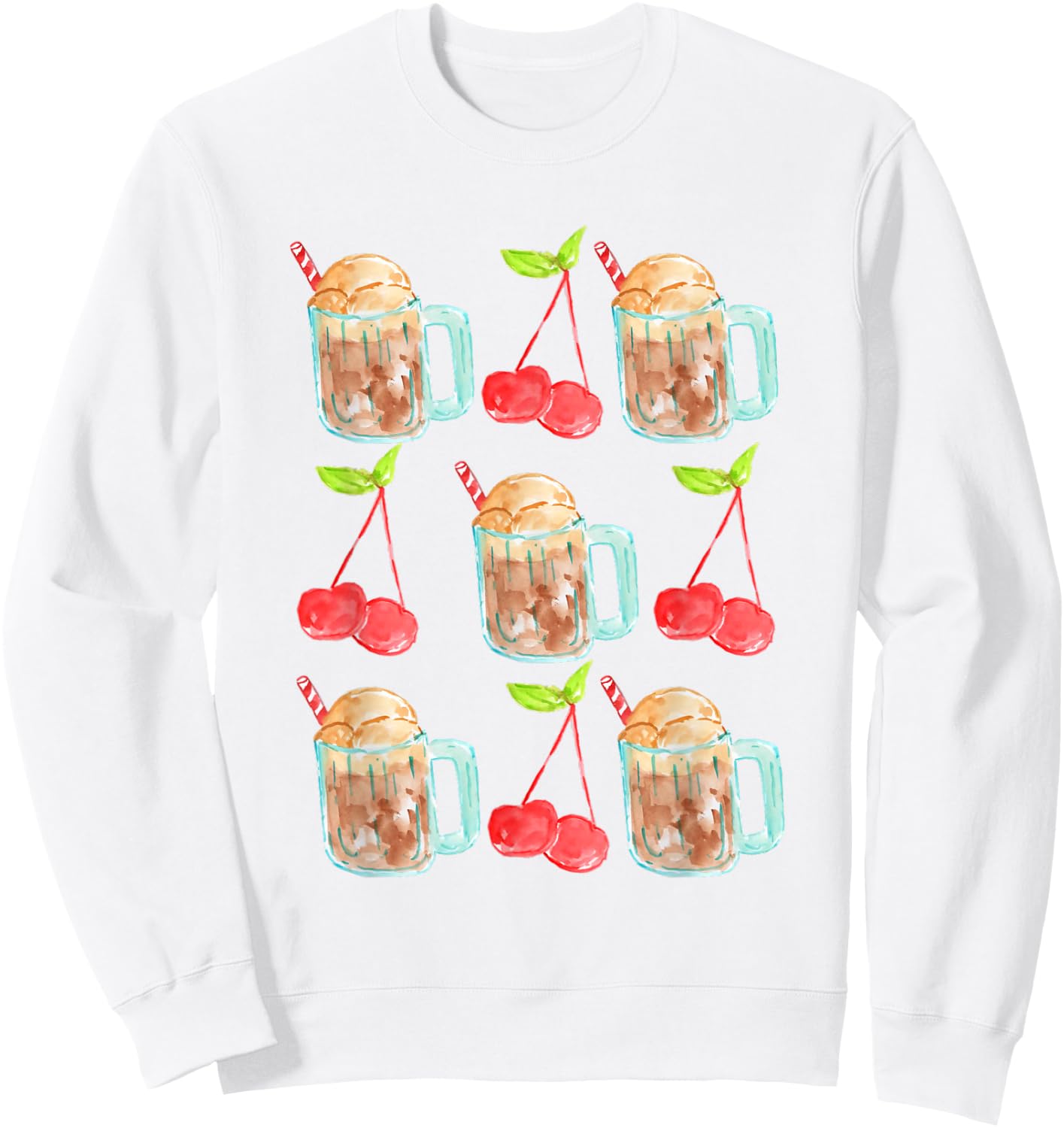 Root beer float cherry Rootbeer rebel floats aesthetic Sweatshirt - Sweatshirt | White