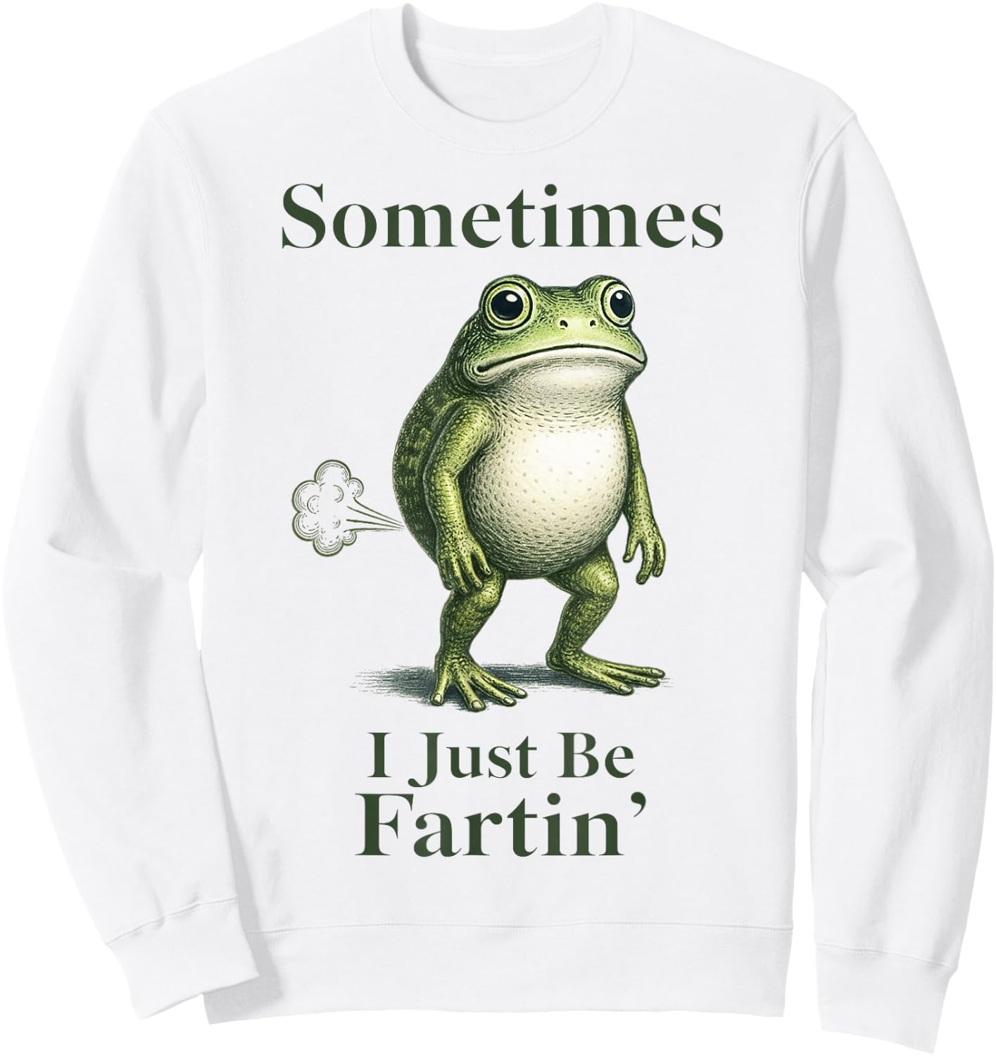 Sometimes I Just Be Fartin' Frog Funny Silly Fart Frog Meme Sweatshirt - Sweatshirt | White