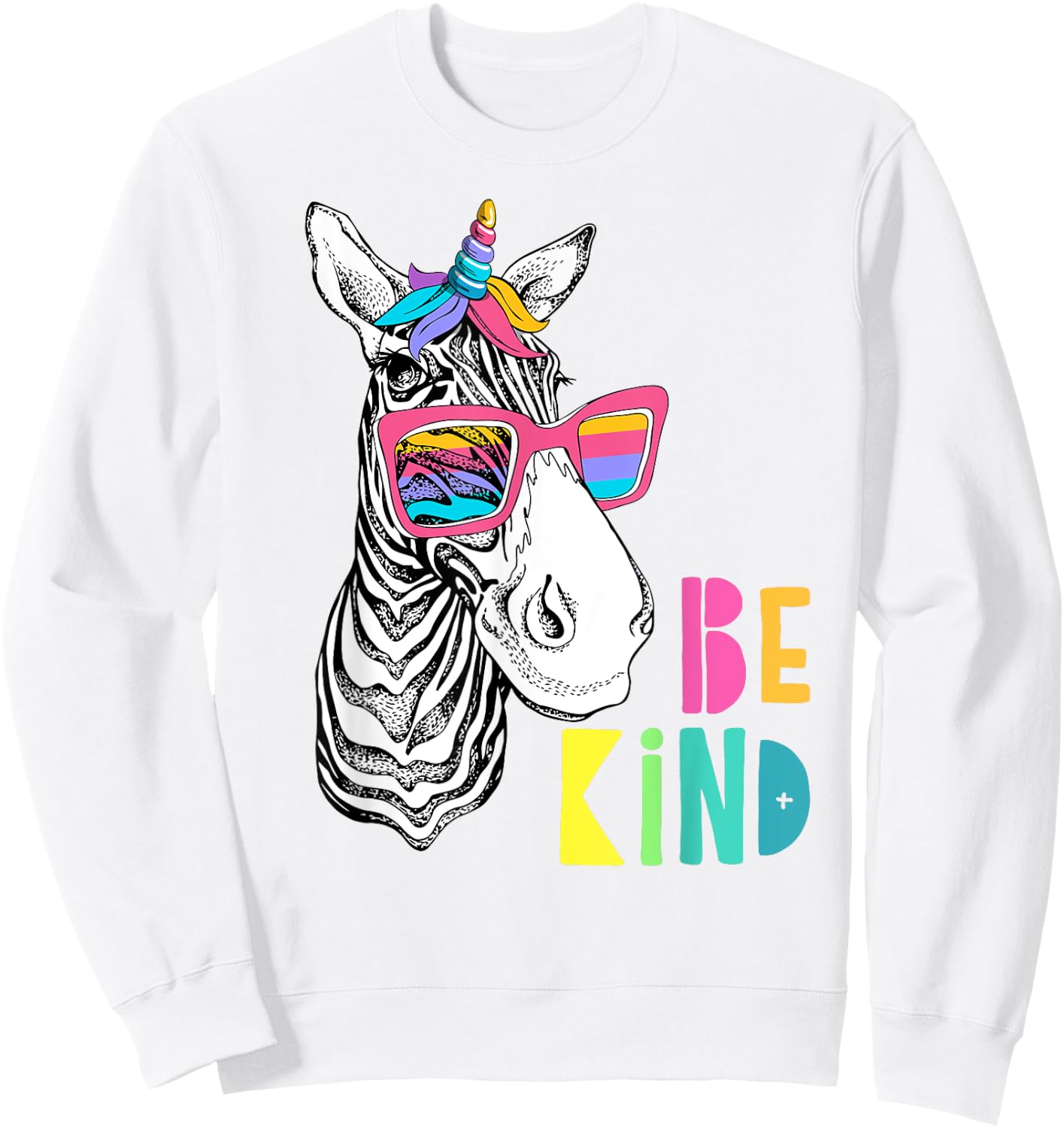 Be Kind - Choose Kindness Anti Bullying Cute Zebra Unicorn Sweatshirt - Sweatshirt | White