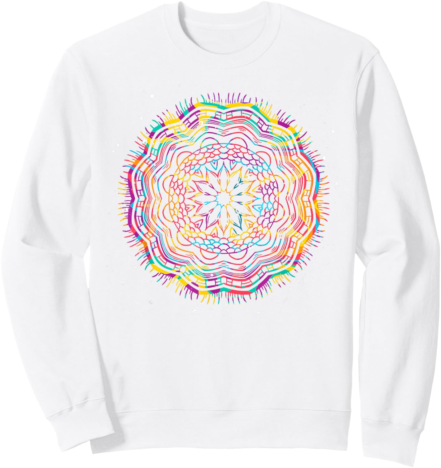 Bohemian Fractal Geometry Yogi Spiritual Mandala Sweatshirt - Sweatshirt | White