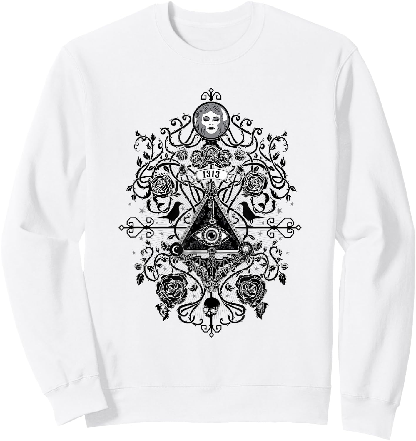 The Haunted Mansion 1313 Disneyland DR All Seeing Eye Symbol Sweatshirt - Sweatshirt | White