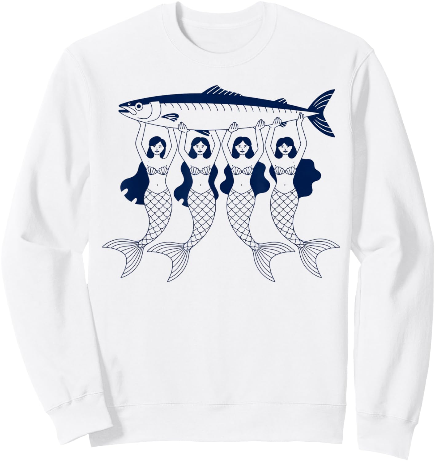 Mermaid Sardine Tinned Fish Sea Food Canned Sardines Ocean Sweatshirt - Sweatshirt | White