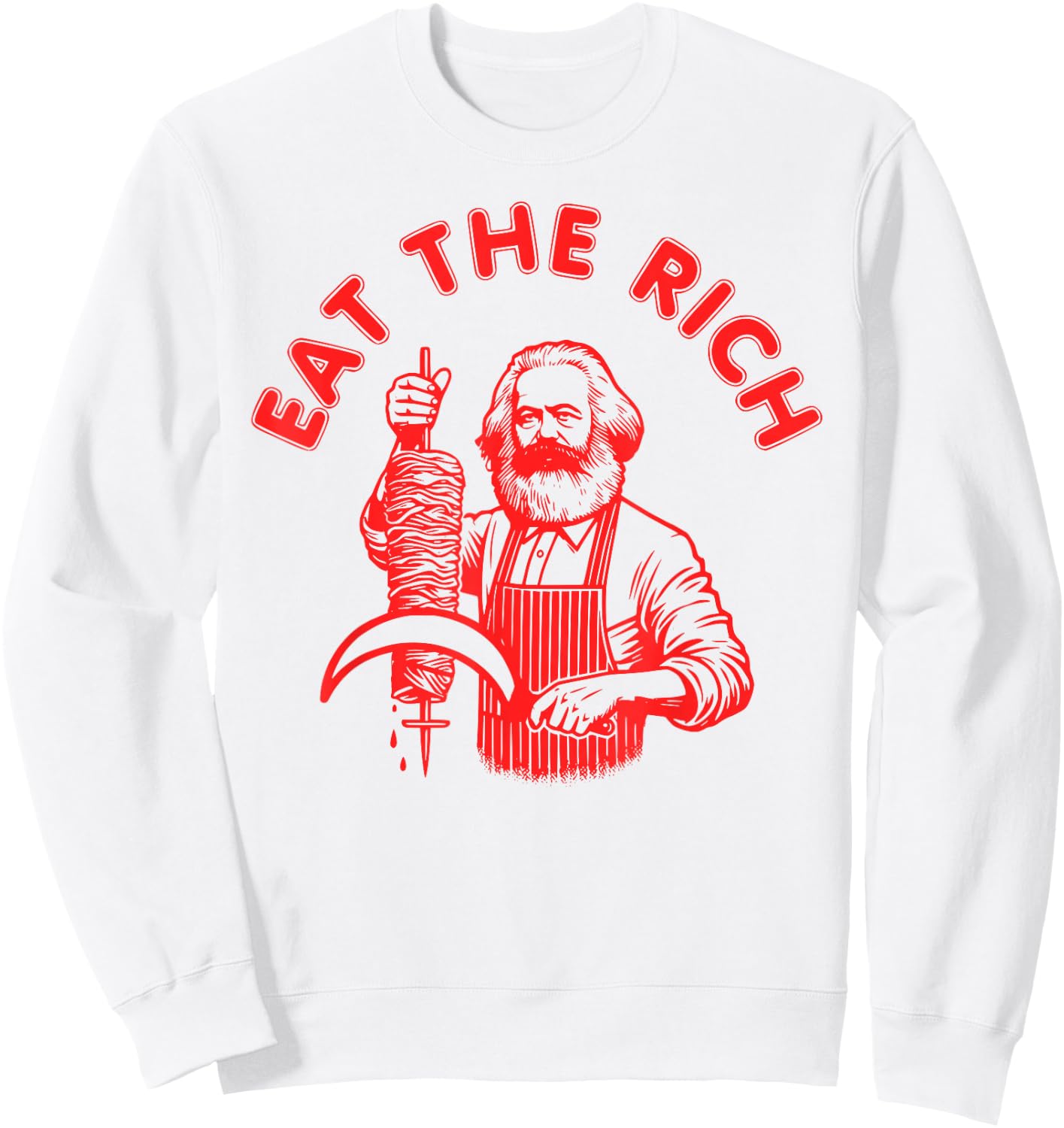 Eat the rich - Karl Marx Eat Doner Kebab Rich , White Sweatshirt - Sweatshirt | White