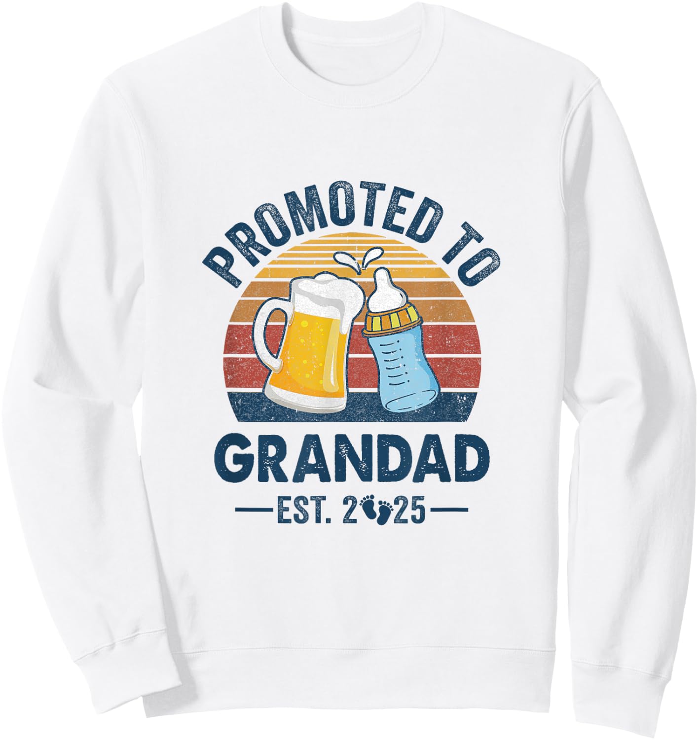 Promoted To Grandad Est 2025 First Time Fathers Day Vintage Sweatshirt - Sweatshirt | White