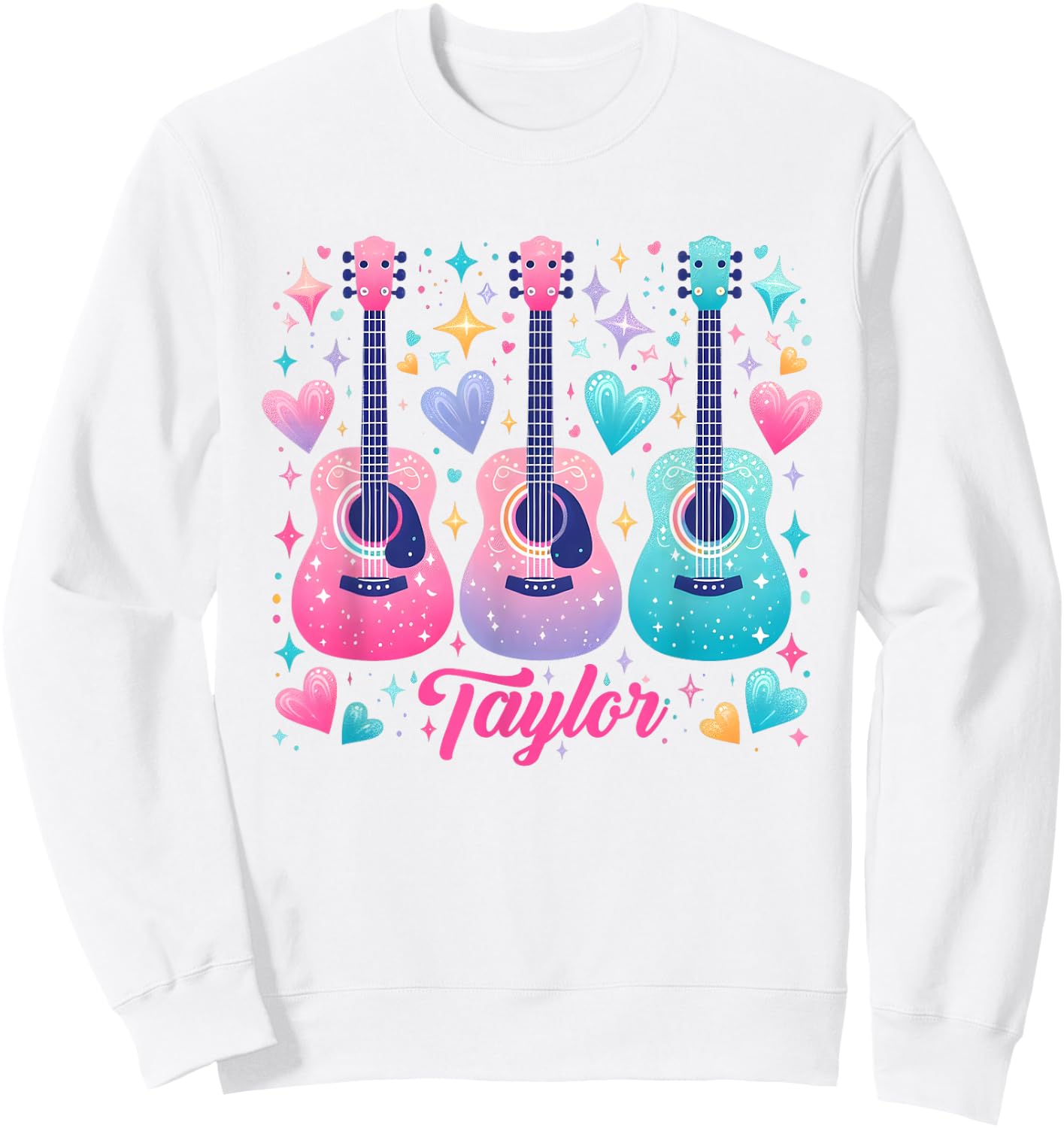 Girl Retro Taylor Custom Name Groovy 80s , Black, S Sweatshirt - Sweatshirt | White