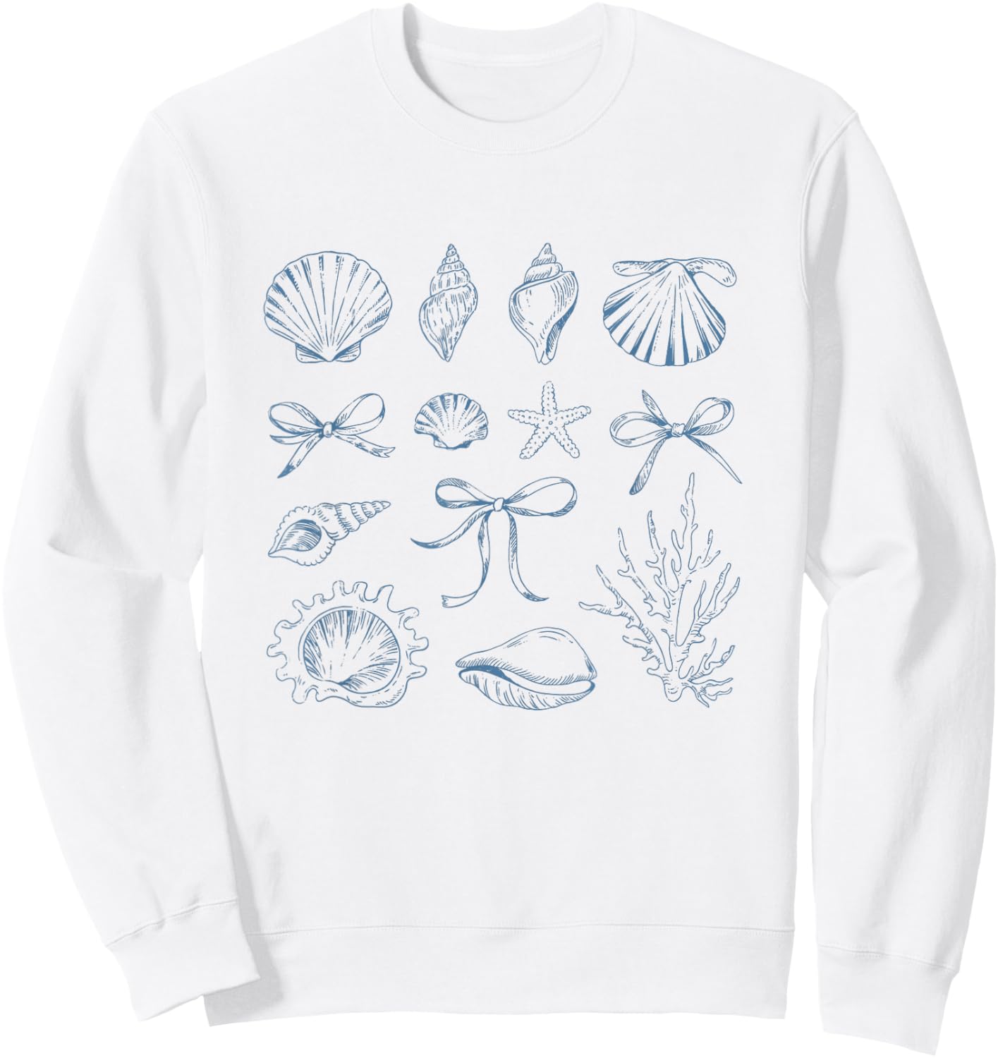 Elegant Seashell and Starfish Art Beach Lovers Bow Ocean Sweatshirt - Sweatshirt | White