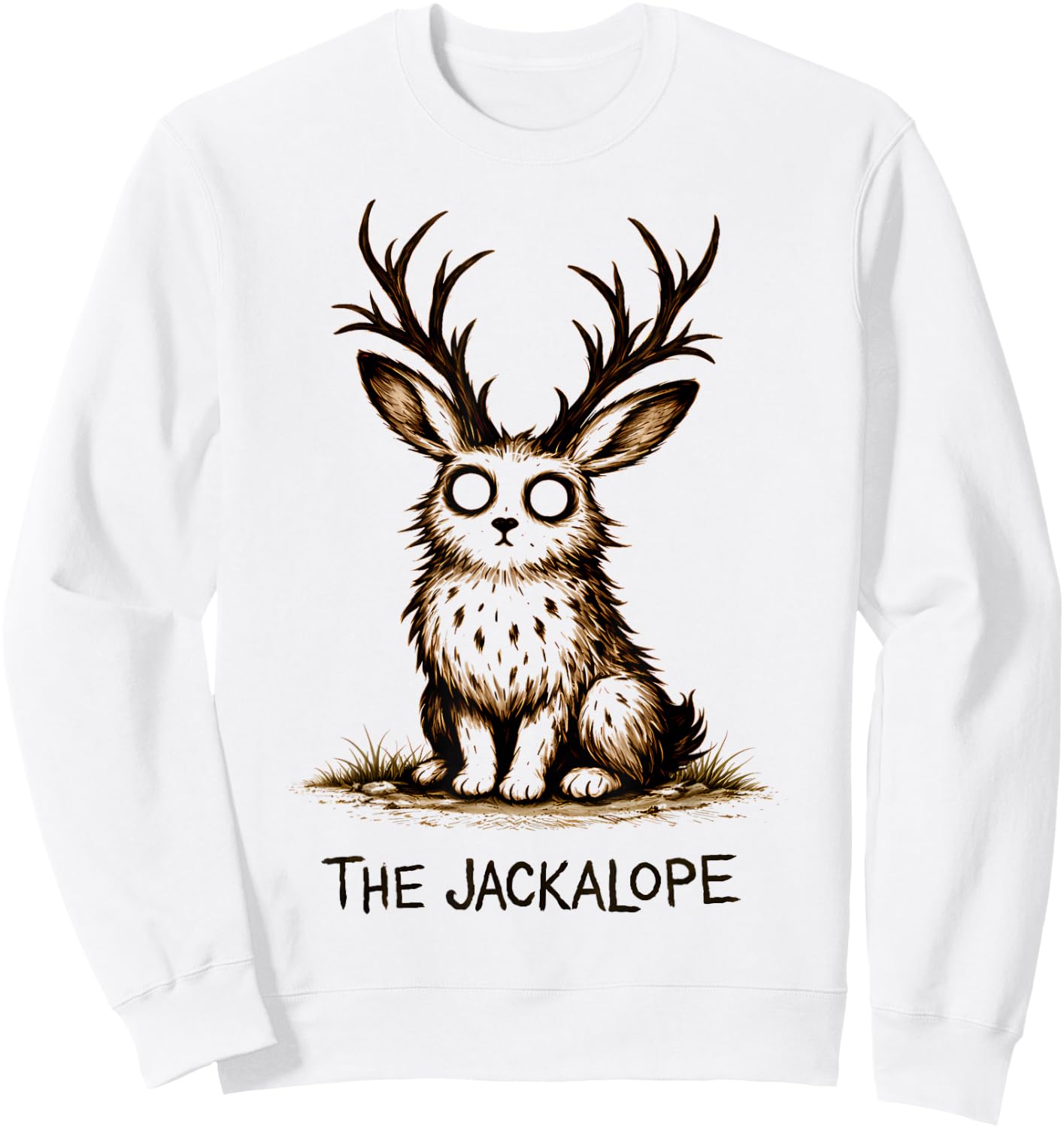Jackalope Cute Creepy Cryptid Sweatshirt - Sweatshirt | White