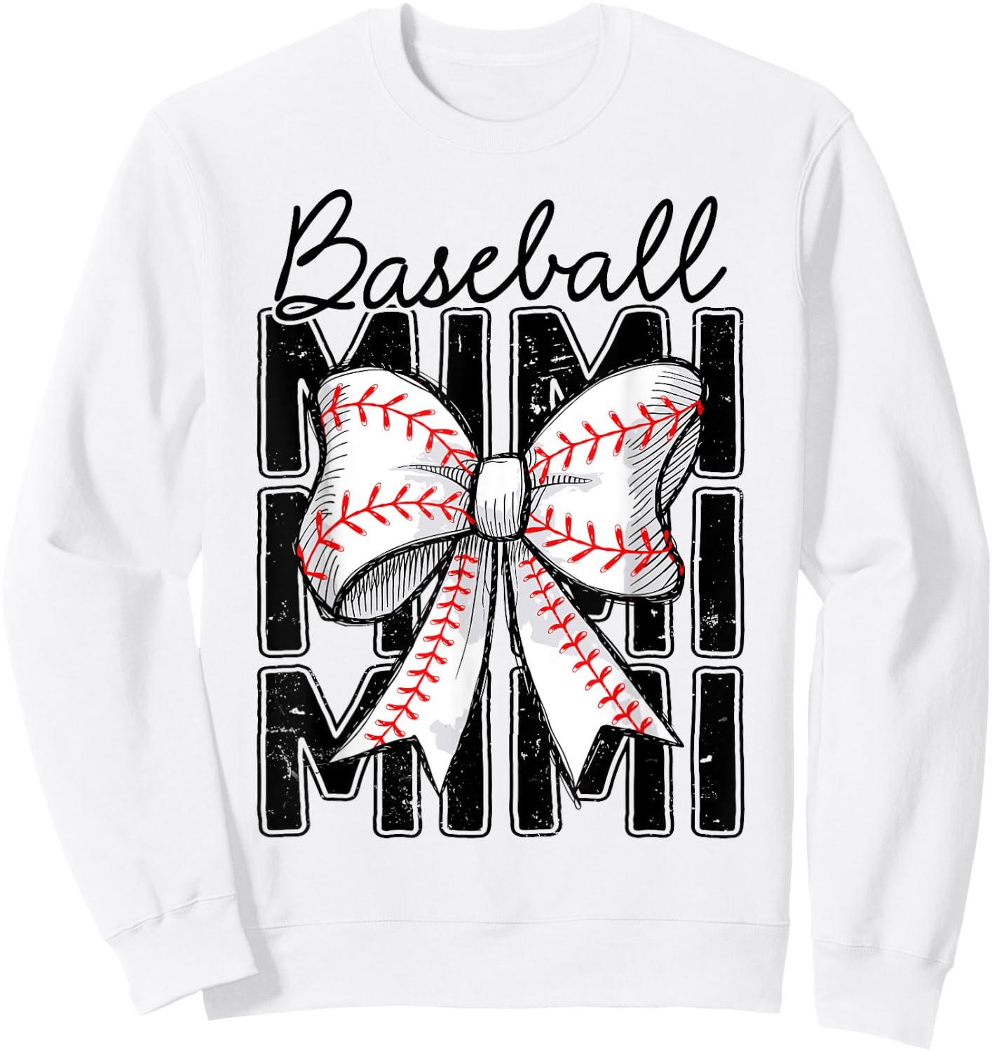 Baseball Mimi Coquette Bow Baseball Lover Game Day Women Sweatshirt - Sweatshirt | White