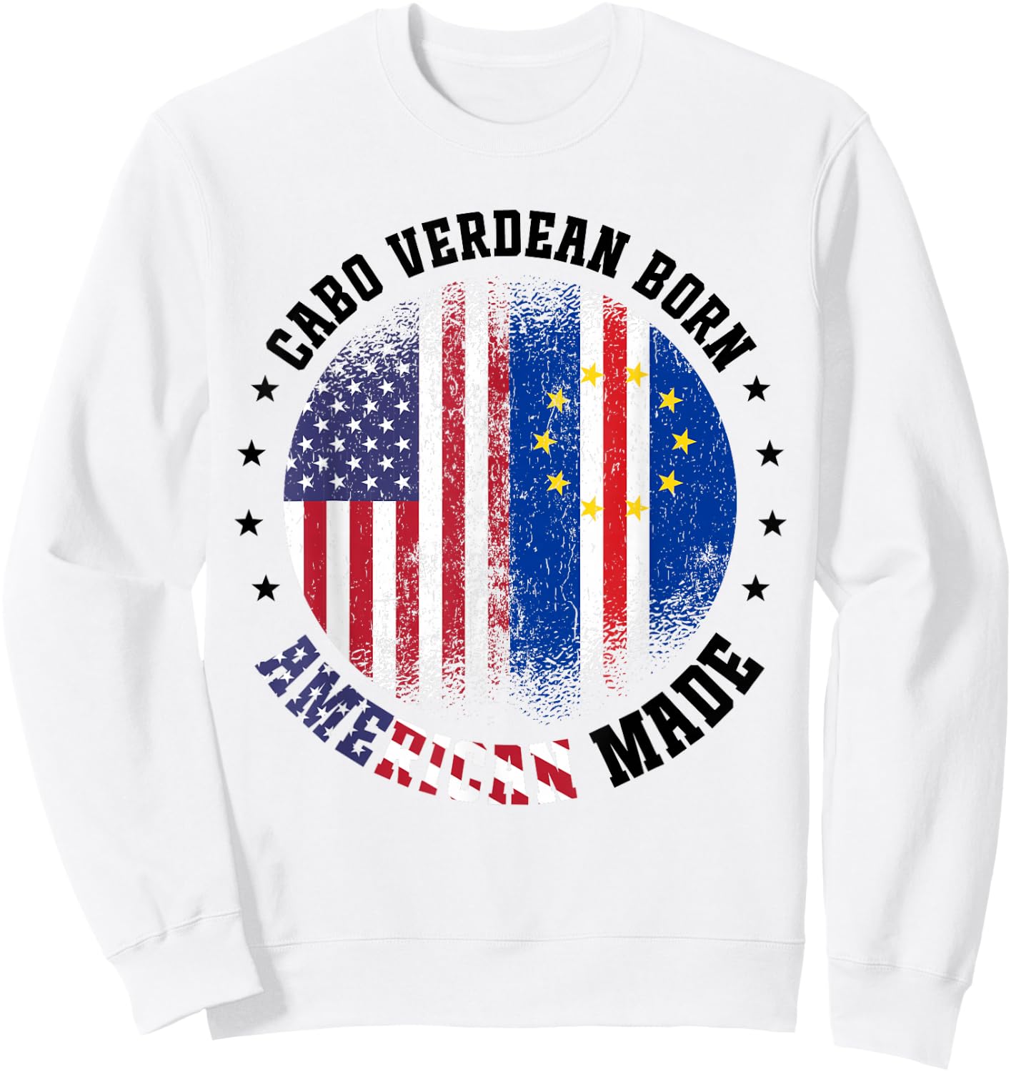 Cabo Verdean Flag American US Flag Outfit for Cabo Verde Sweatshirt - Sweatshirt | White