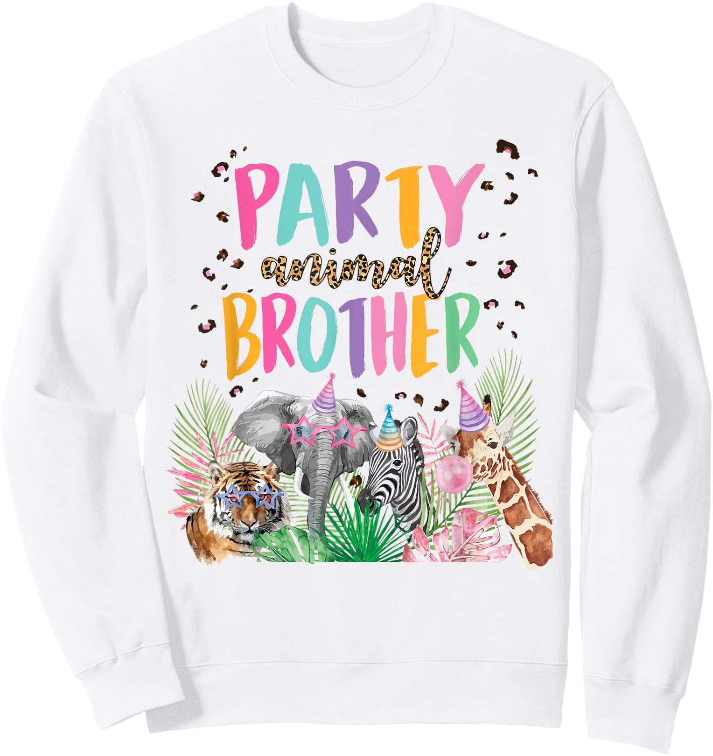 Brother Of The Birthday Boy Girl Zoo Theme Animal Party Sweatshirt - Sweatshirt | White