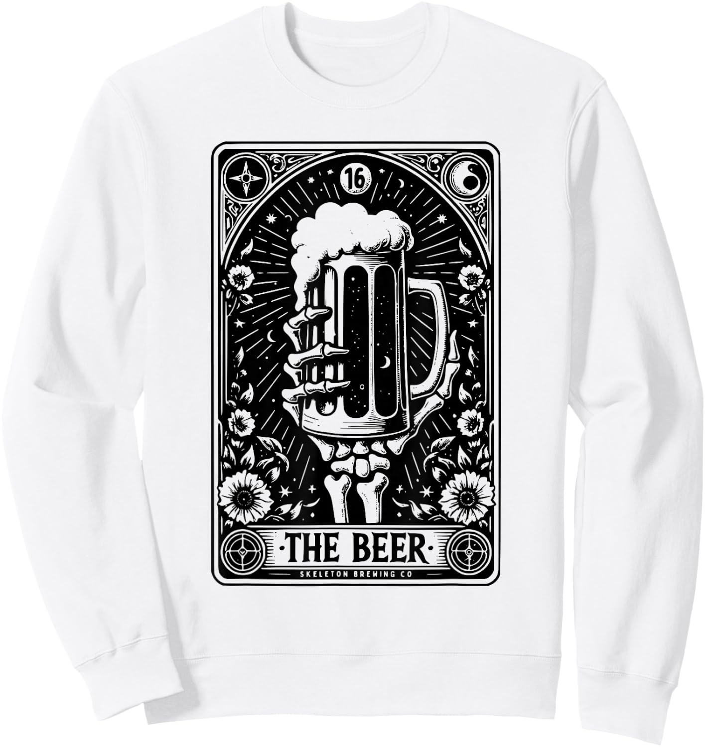 Tarot Card The Beer Beer Skeleton Beer Glass Tarot Cards Sweatshirt - Sweatshirt | White