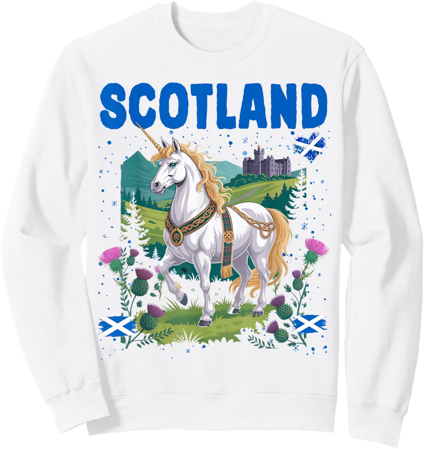 Scotland Themed Outfit Idea & Scottish Unicorn Sweatshirt - Sweatshirt | White