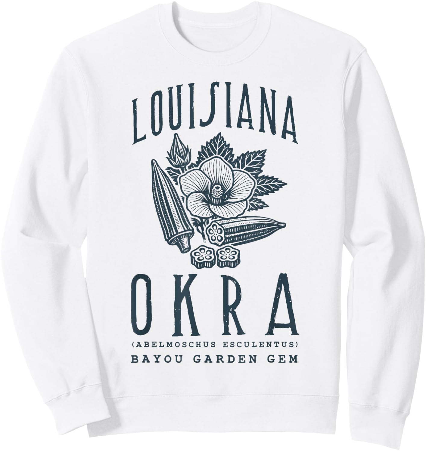 Louisiana Okra Vintage Botanical Sweatshirt - Sweatshirt | White