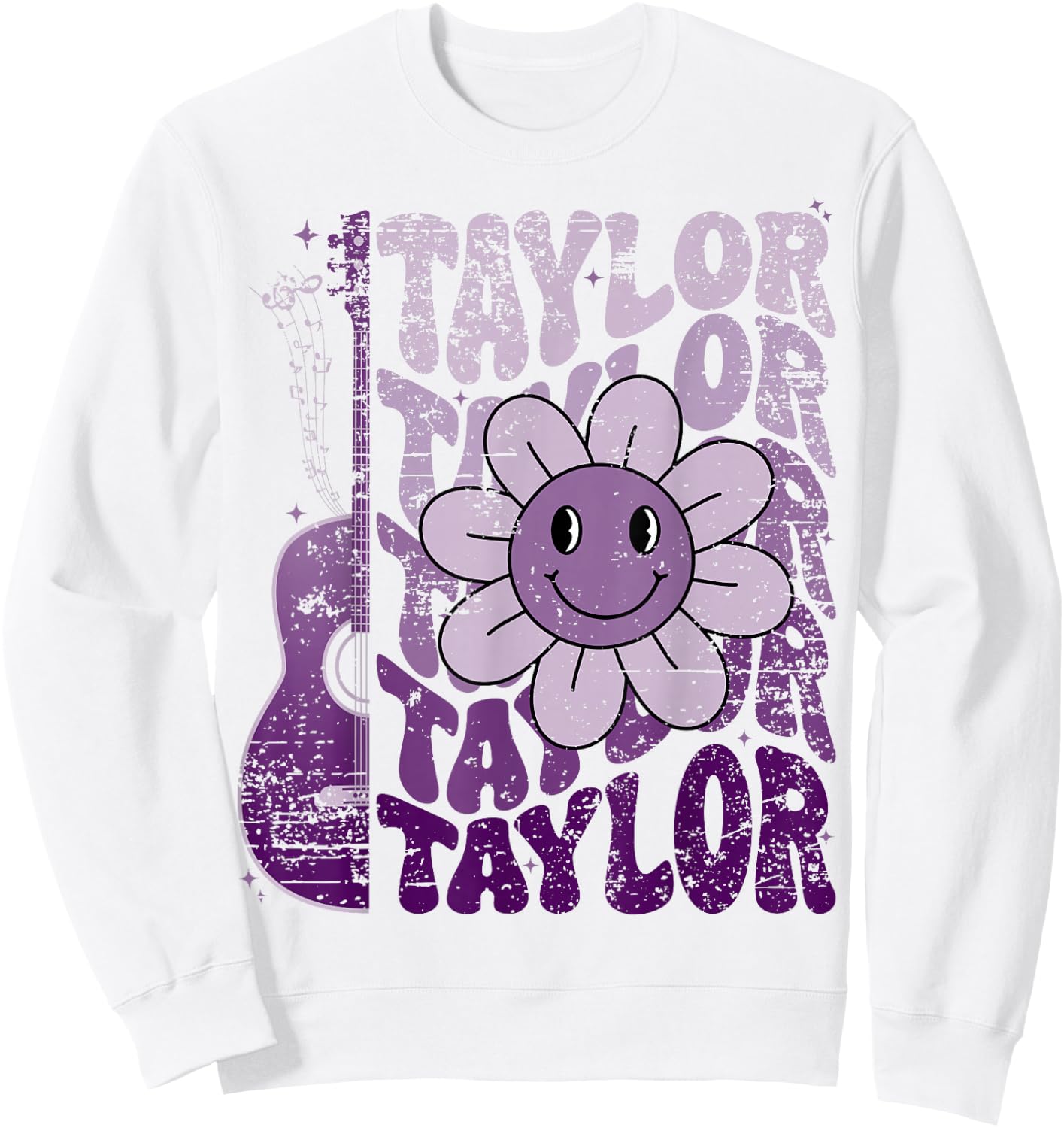 Taylor First Name I Love Taylor Girl Groovy 80's Vintage Sweatshirt - Sweatshirt | White