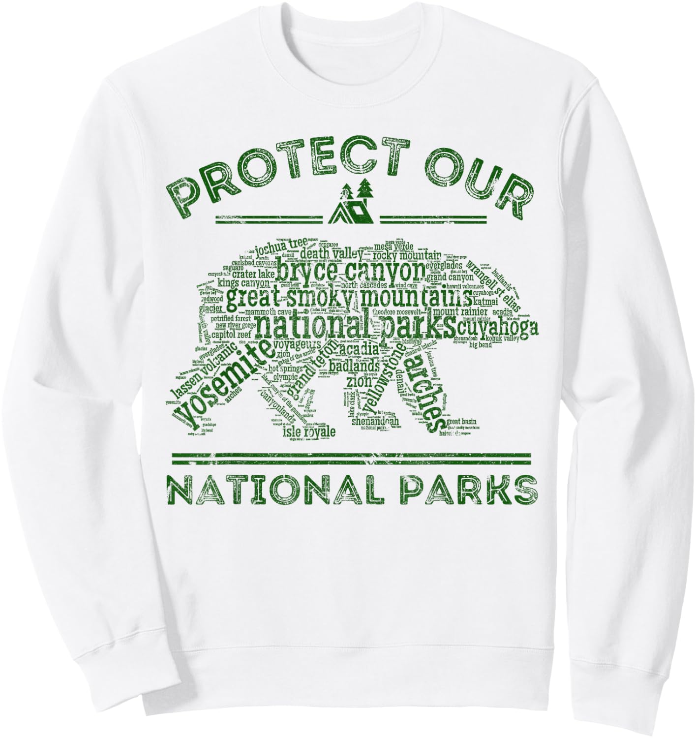 Protect Our Parks National Park Bear Hiking Nature Sweatshirt - Sweatshirt | White