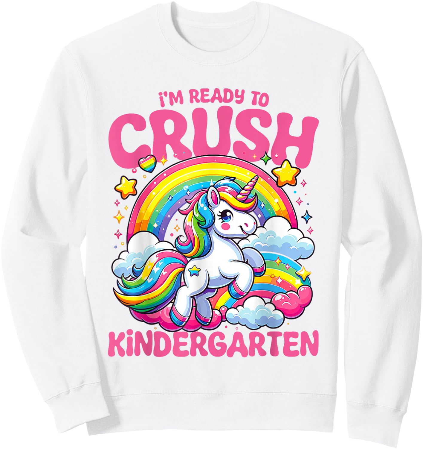 Crush Kindergarten Unicorn Girls Teacher Back to School Sweatshirt - Sweatshirt | White