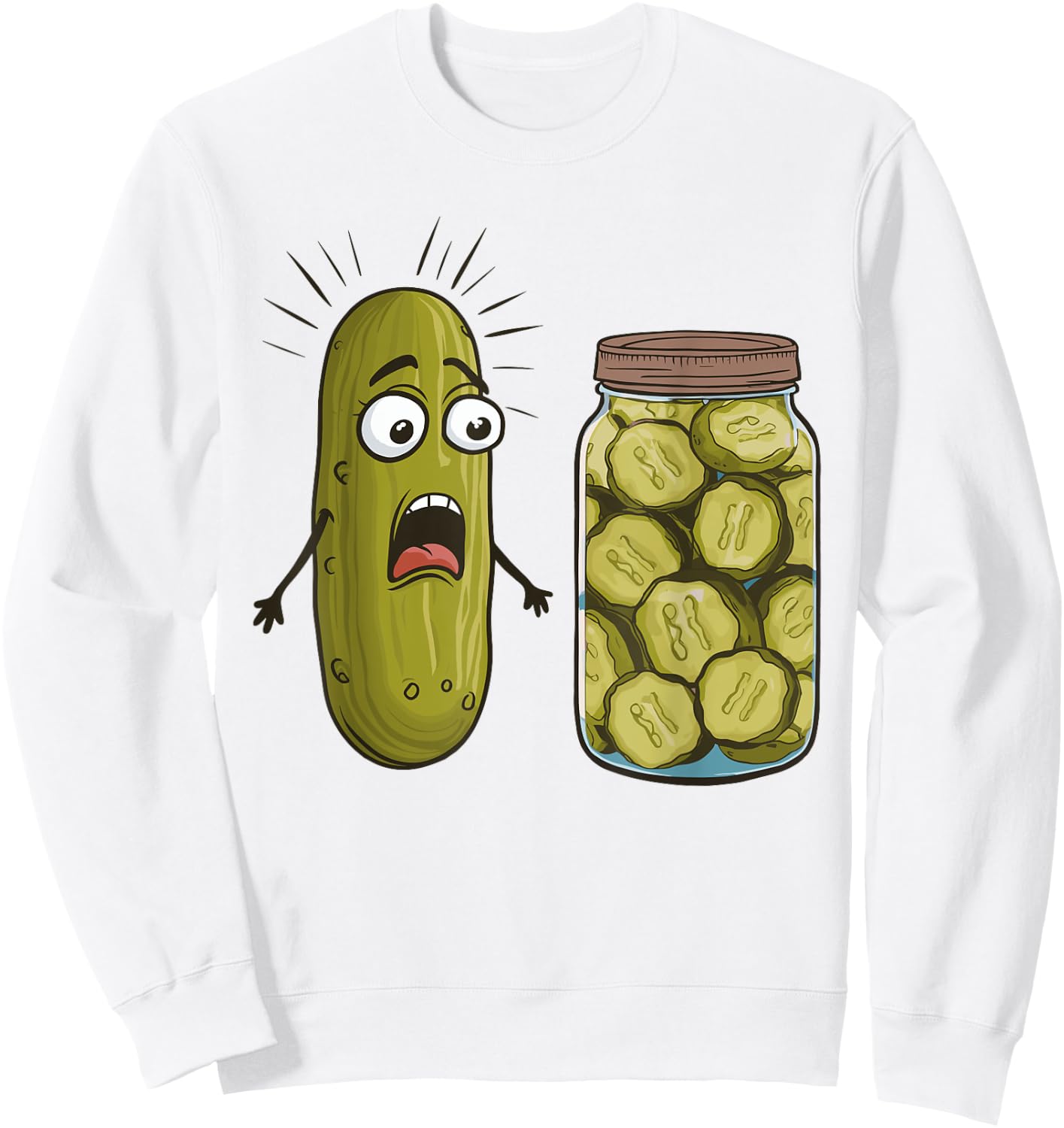 Funny Pickle Surprise A Cucumber And A Jar Of Sliced Pickles Sweatshirt - Sweatshirt | White