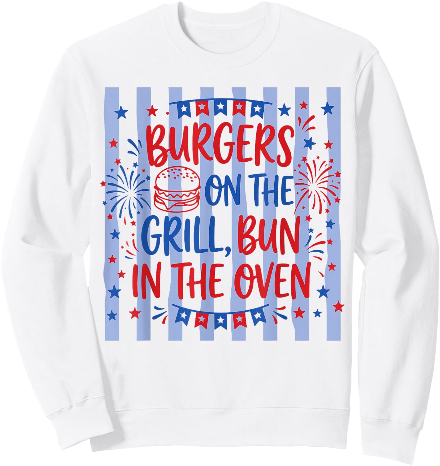 Retro Burgers On The Grill Bun in The Oven Pregnant Sweatshirt - Sweatshirt | White