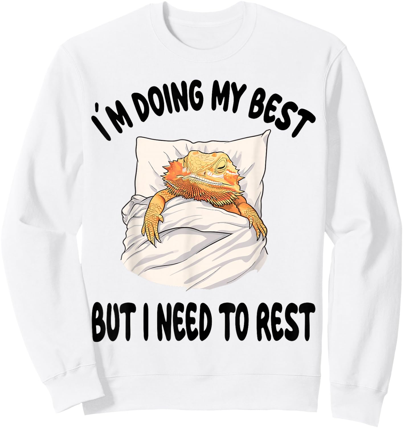 Bearded Dragon Pajamas Nightgown Sleeping Napping Sweatshirt - Sweatshirt | White