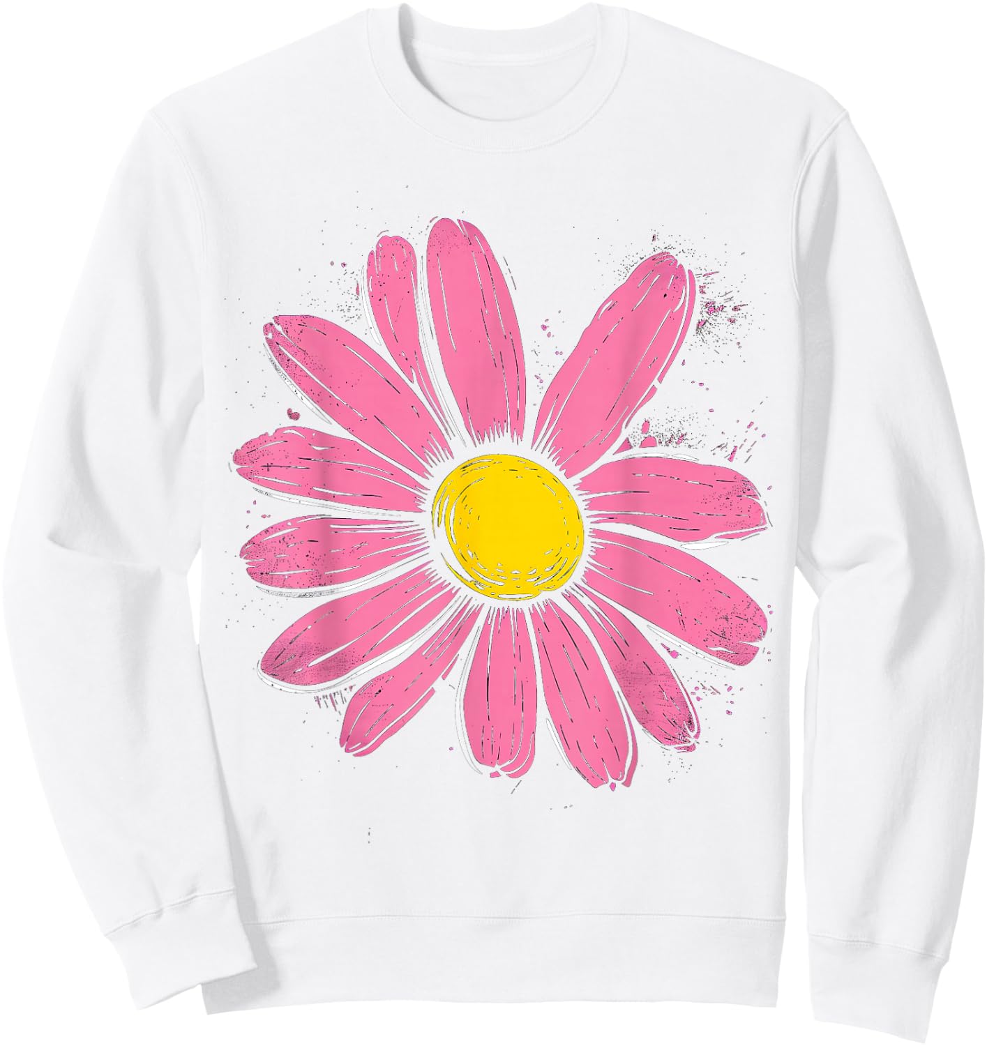 Pink Daisy Hippie Flower Daisy Garden Girls , White Sweatshirt - Sweatshirt | White
