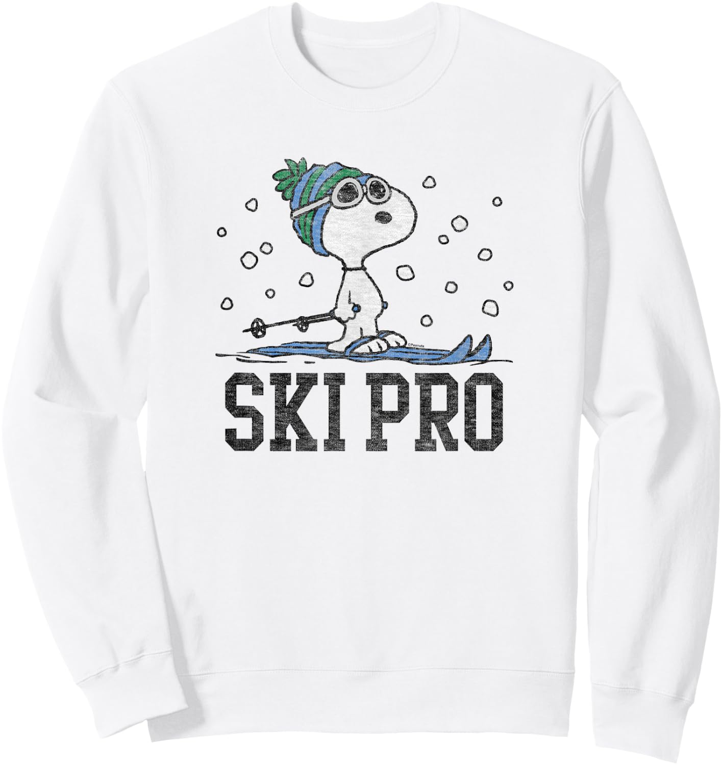 Peanuts Snoopy Ski Pro , White Sweatshirt - Sweatshirt | White