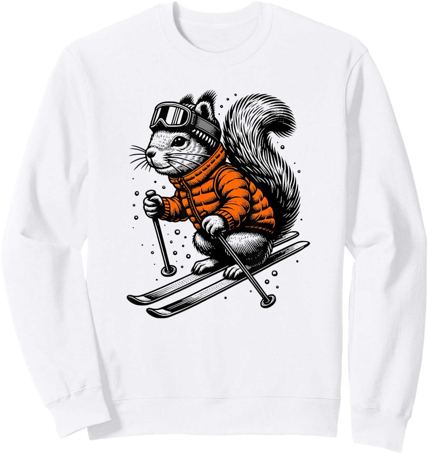 Skiing Squirrel Winter Ski Resort Downhill Wintersports Sweatshirt - Sweatshirt | White
