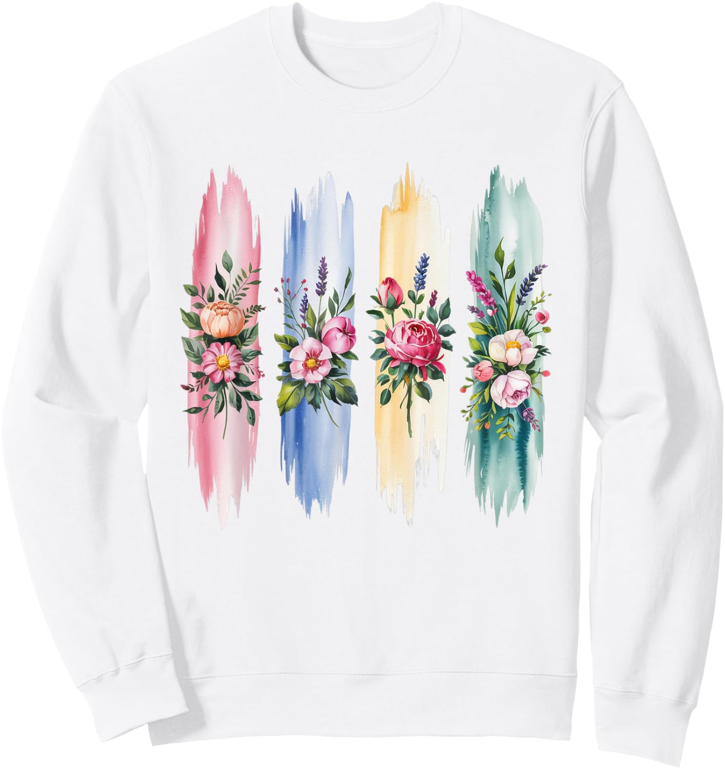 Coquette Brushstroke Summer Flower Floral Wildflower Sweatshirt - Sweatshirt | White