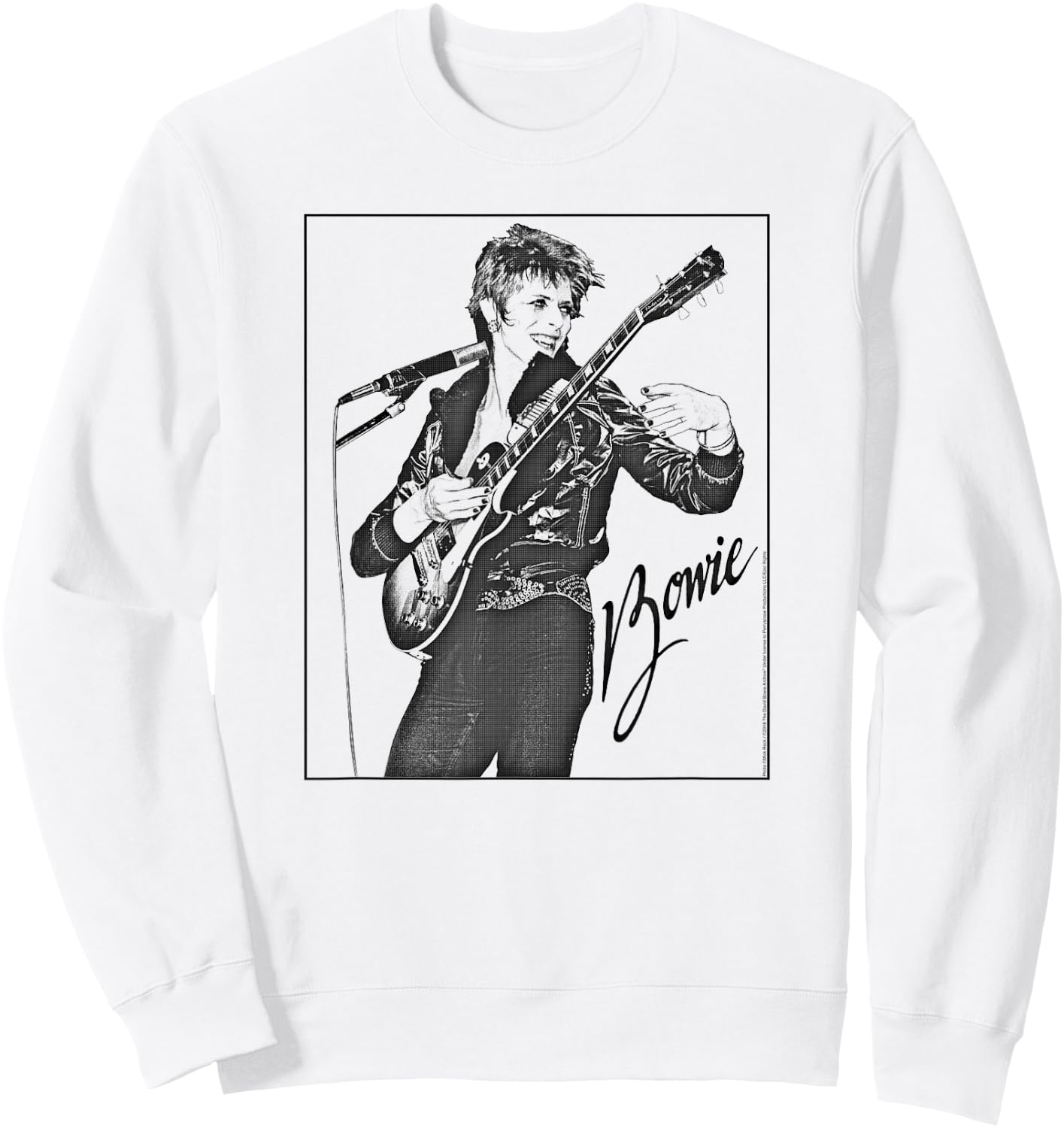 David Bowie -Adults , Grey, Small, Classic Fit, Short Sleeve, Themed- , Classic, Imported, Polyester 100% Sweatshirt - Sweatshirt | White