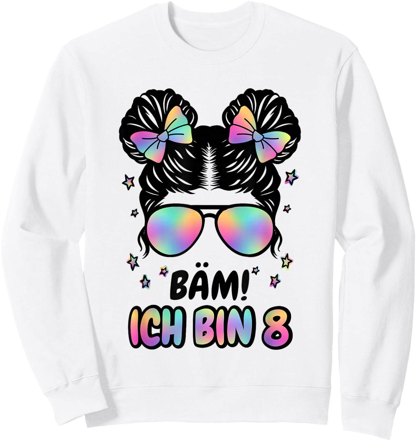 8. Geburtstag Mädchen Messy Bun Bäm! Ich Bin Acht Sweatshirt - Sweatshirt | White