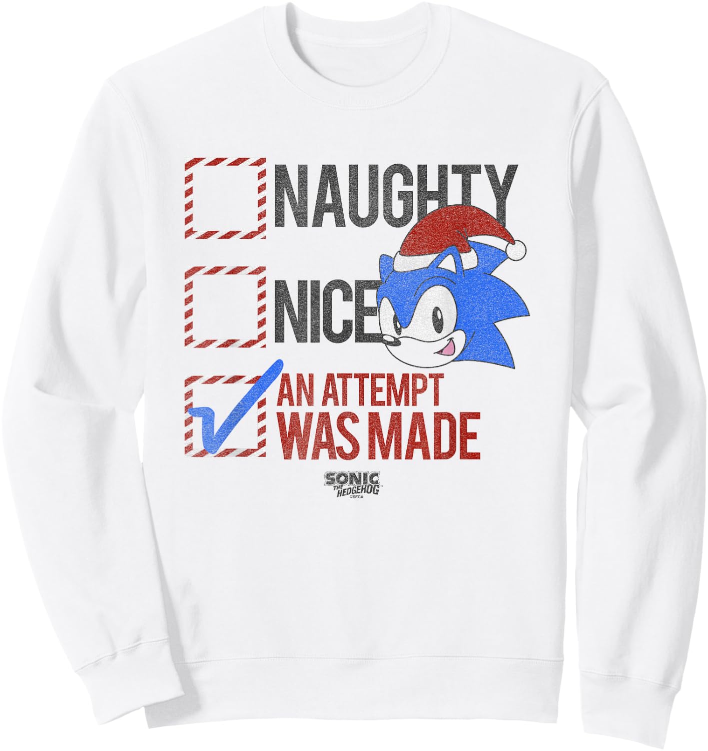 Sonic The Hedgehog Christmas Santa List An Attempt Was Made Sweatshirt - Sweatshirt | White