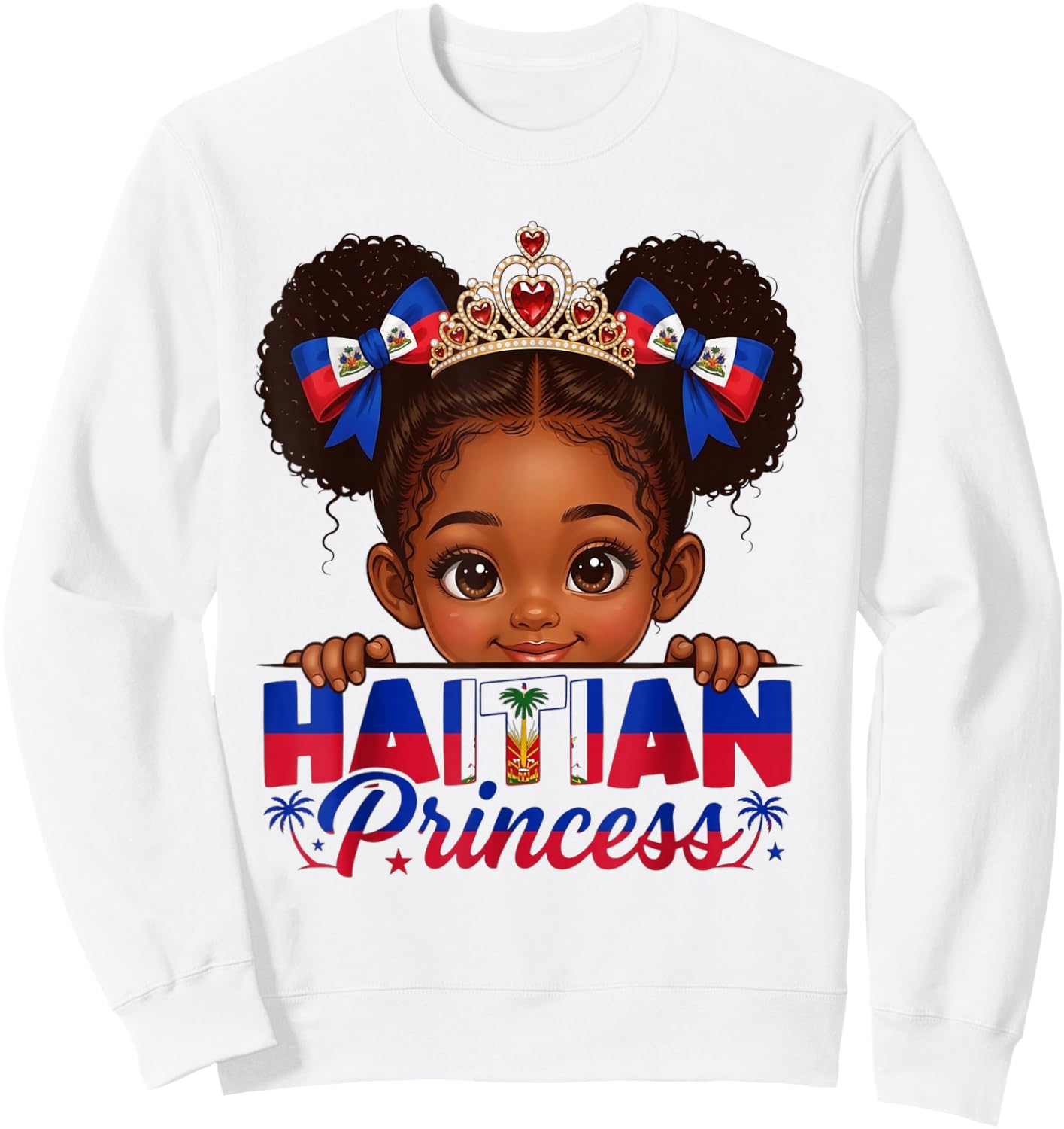 Haitian Princess Haiti Flag Day Melanin Girls Kids Toddlers Sweatshirt - Sweatshirt | White