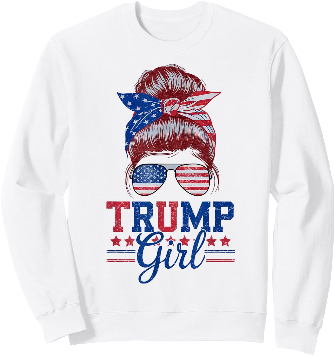 Trump Girl Messy Bun Sunglasses Trump 2024 for Girls and Women Sweatshirt - Sweatshirt | White